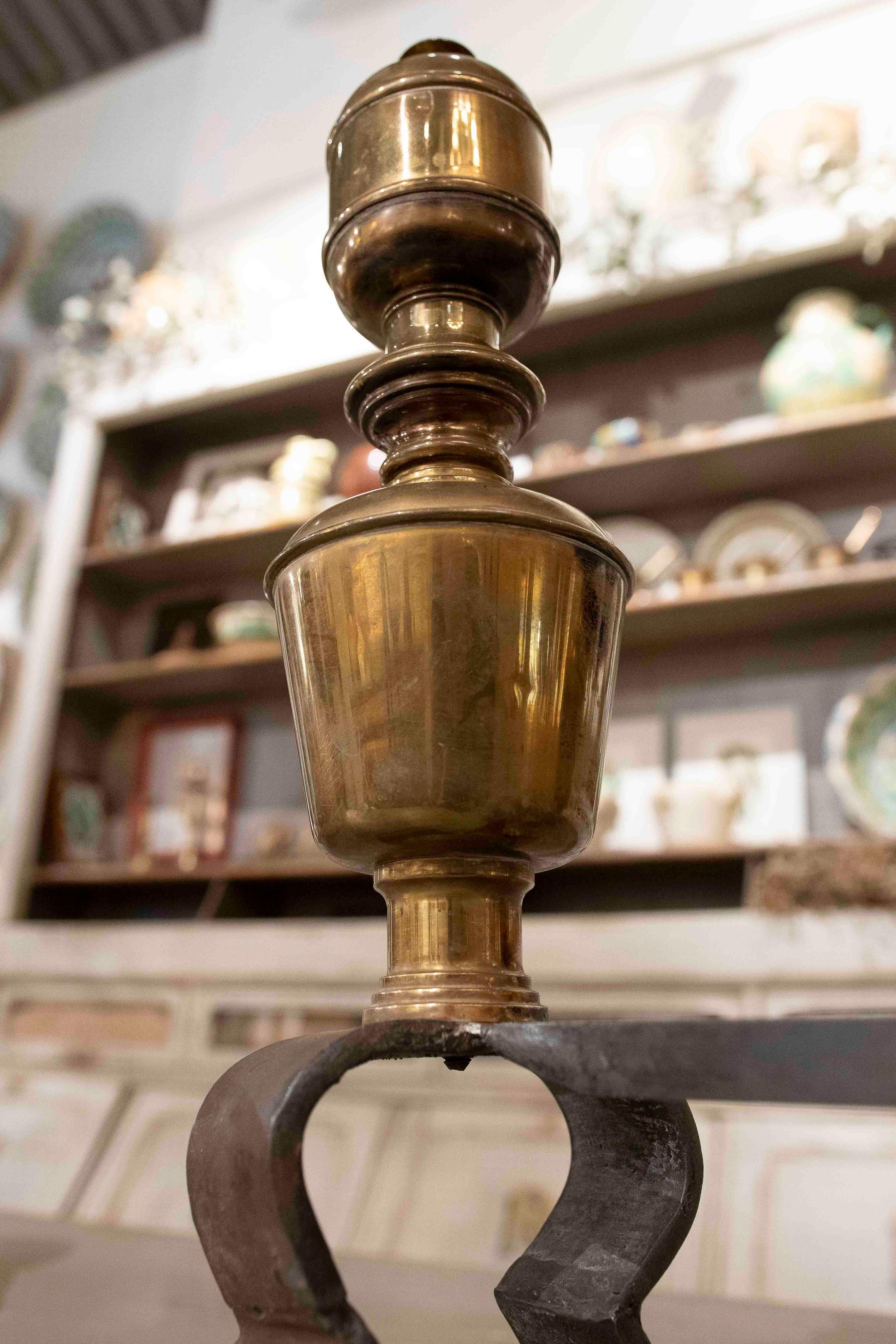 1850s Pair of Bronze and Wrought Iron Fireplace Caps For Sale 9