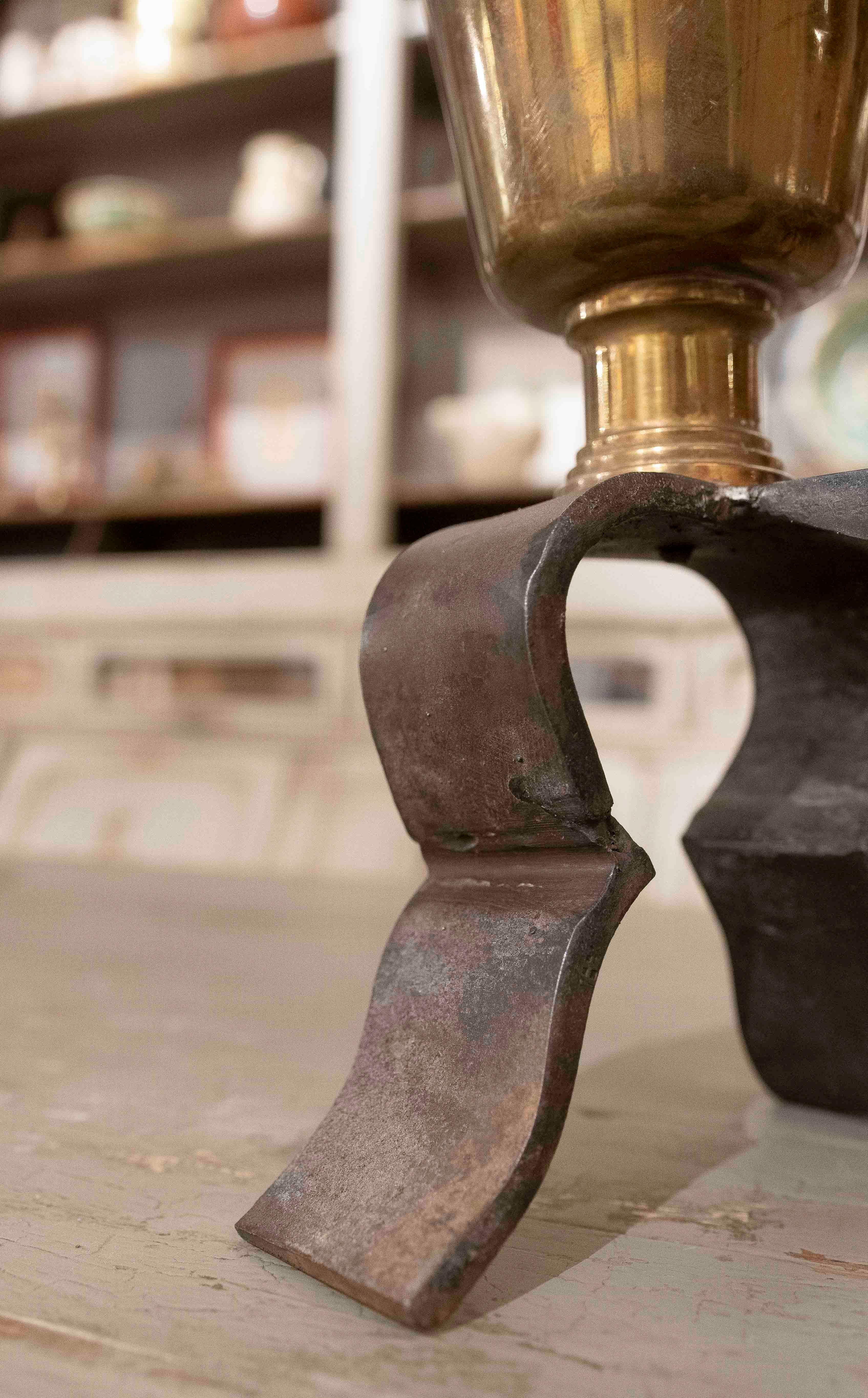 1850s Pair of Bronze and Wrought Iron Fireplace Caps For Sale 10