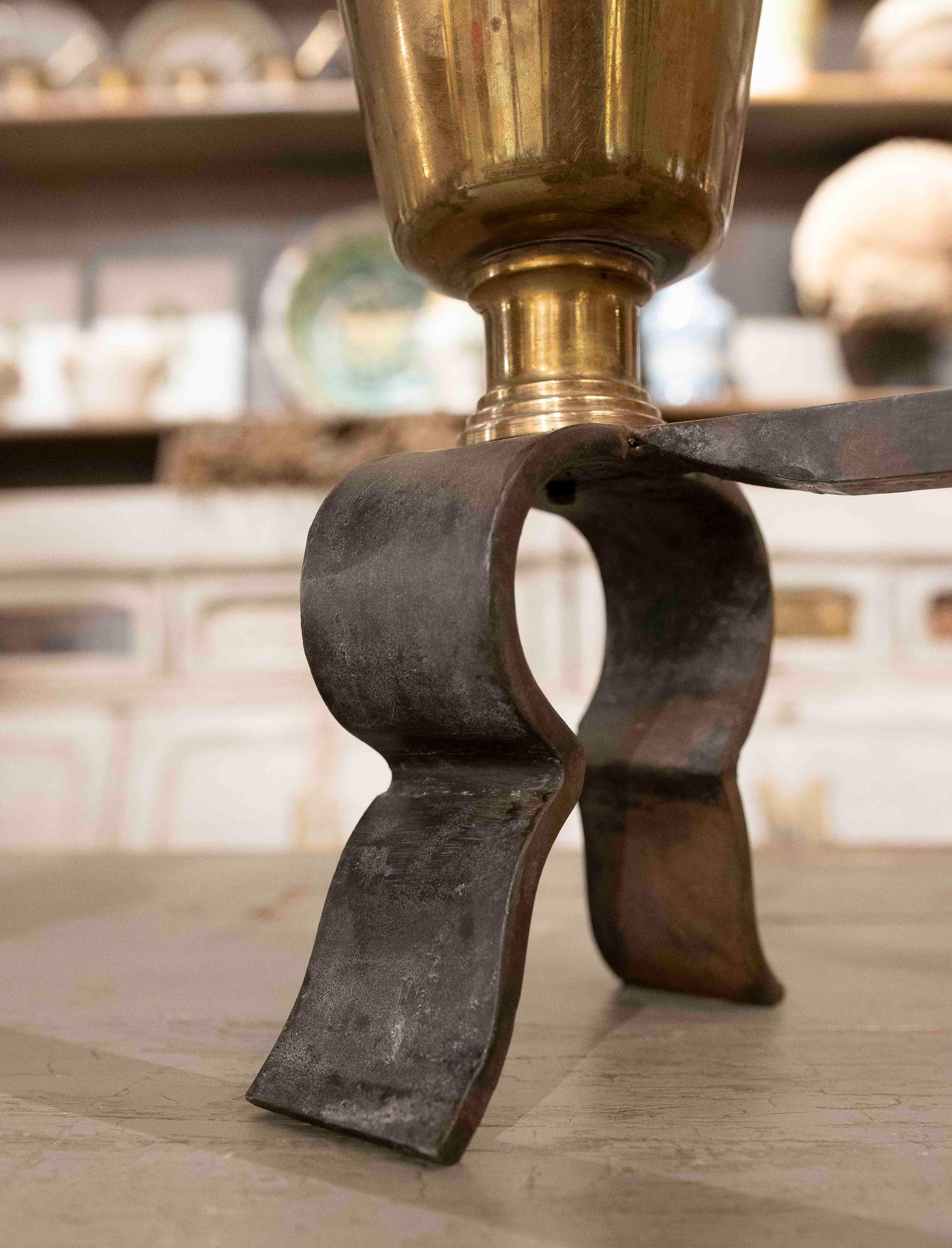 1850s Pair of Bronze and Wrought Iron Fireplace Caps For Sale 11