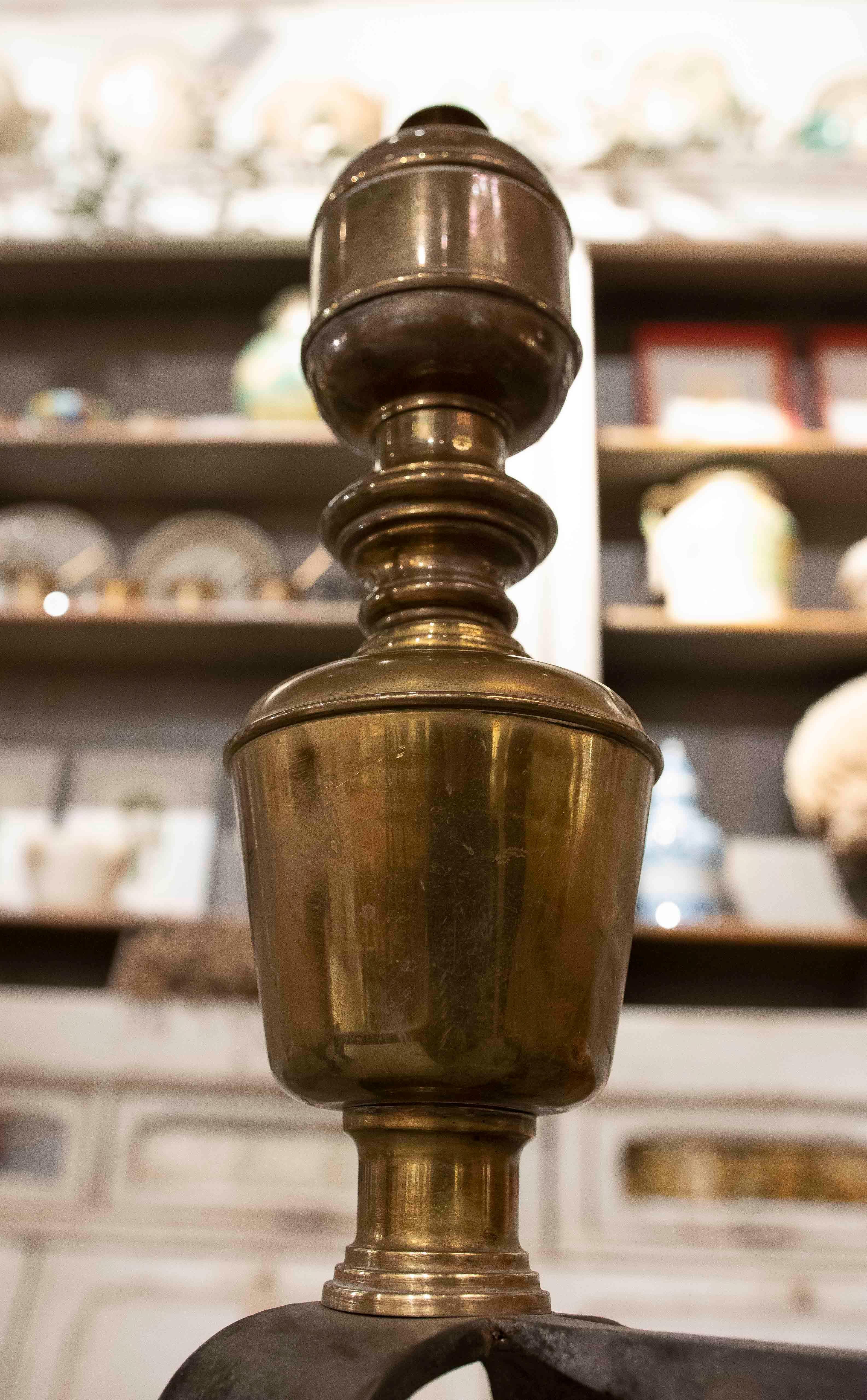1850s Pair of Bronze and Wrought Iron Fireplace Caps For Sale 12