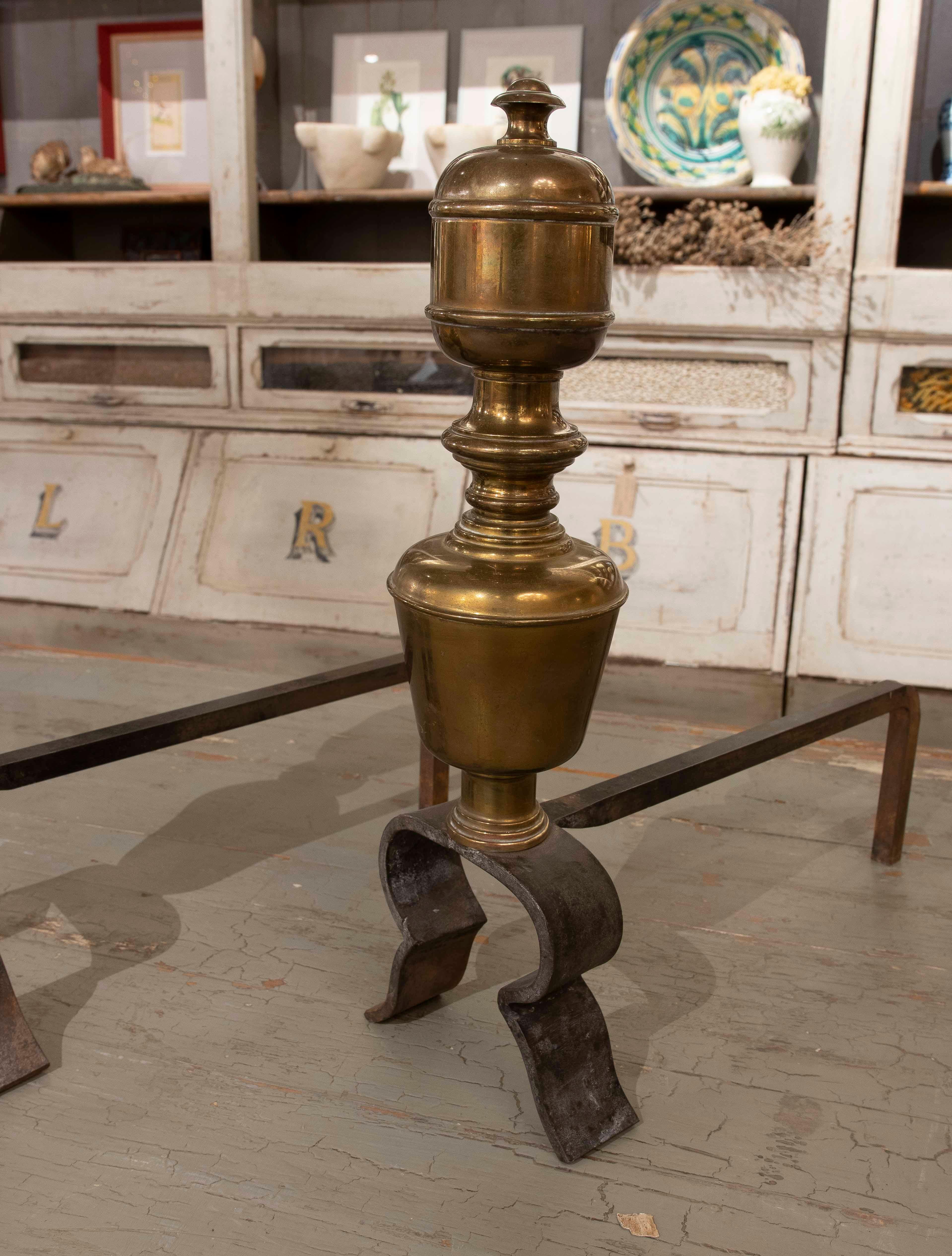 20th Century 1850s Pair of Bronze and Wrought Iron Fireplace Caps For Sale