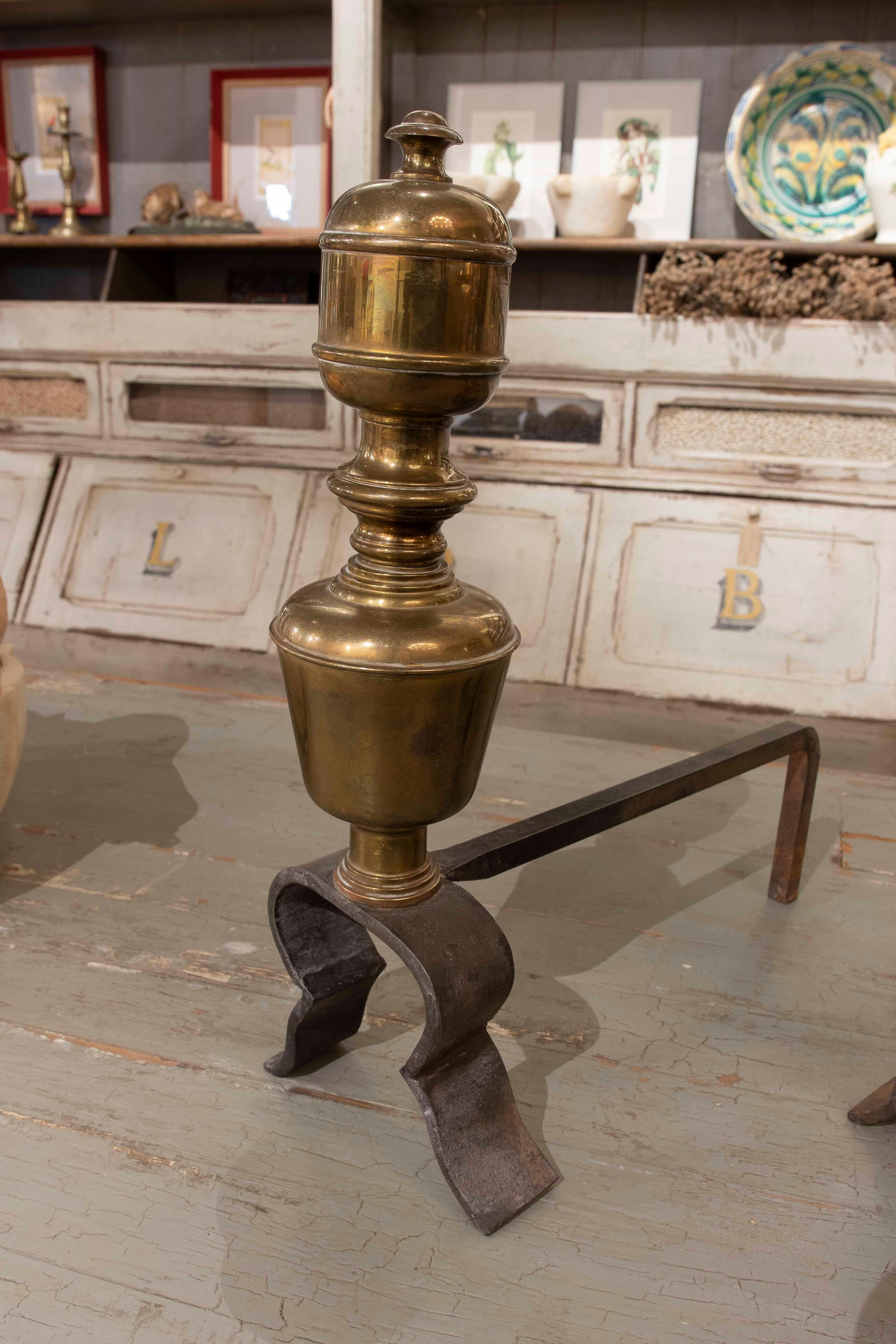 1850s Pair of Bronze and Wrought Iron Fireplace Caps For Sale 1