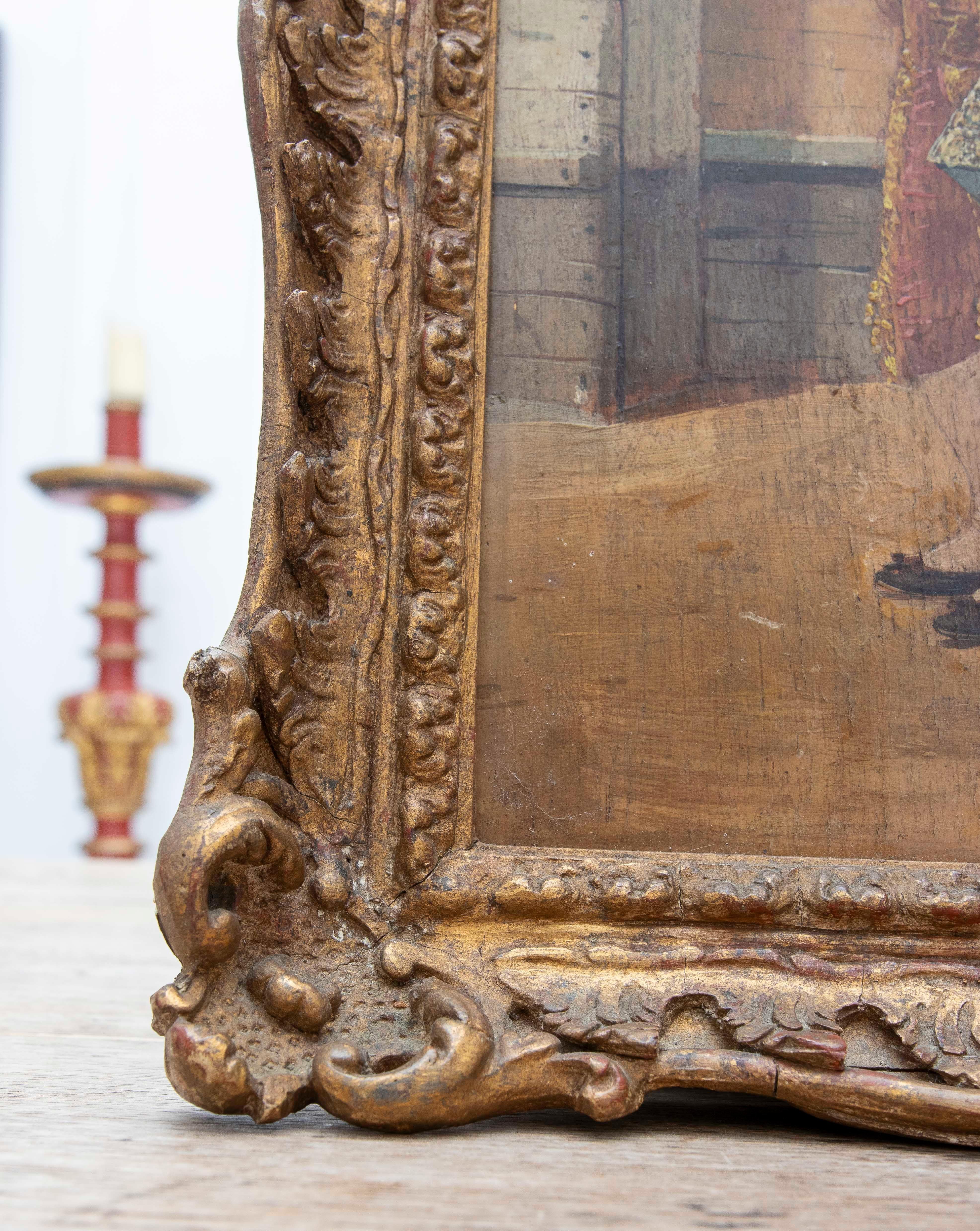 1850s Pair of Framed Andalusian Wood Paintings of a Bullfighter and a Woman For Sale 1
