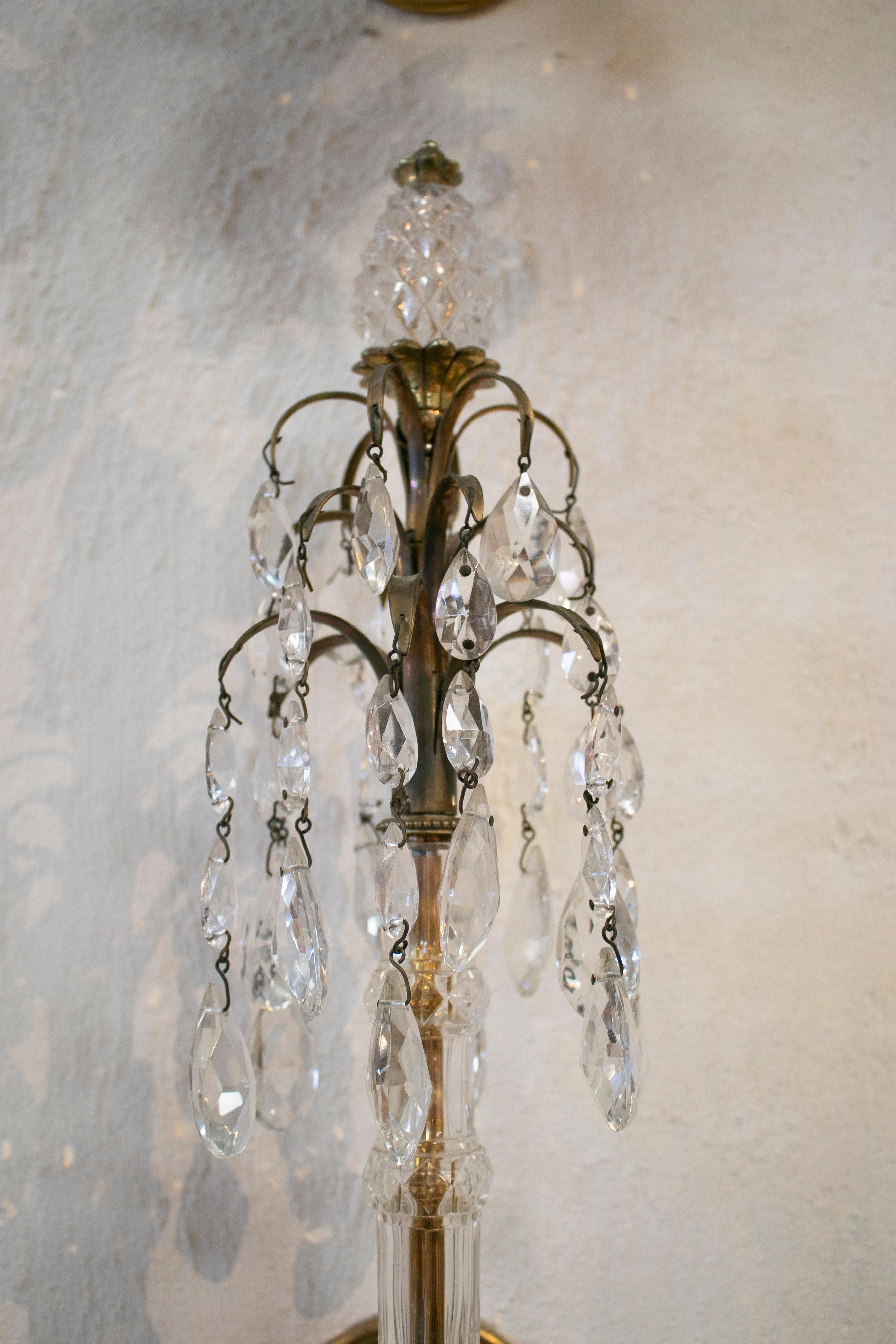 1850s Pair of French Baccarat Two-Arm Wall Lamps In Good Condition In Marbella, ES