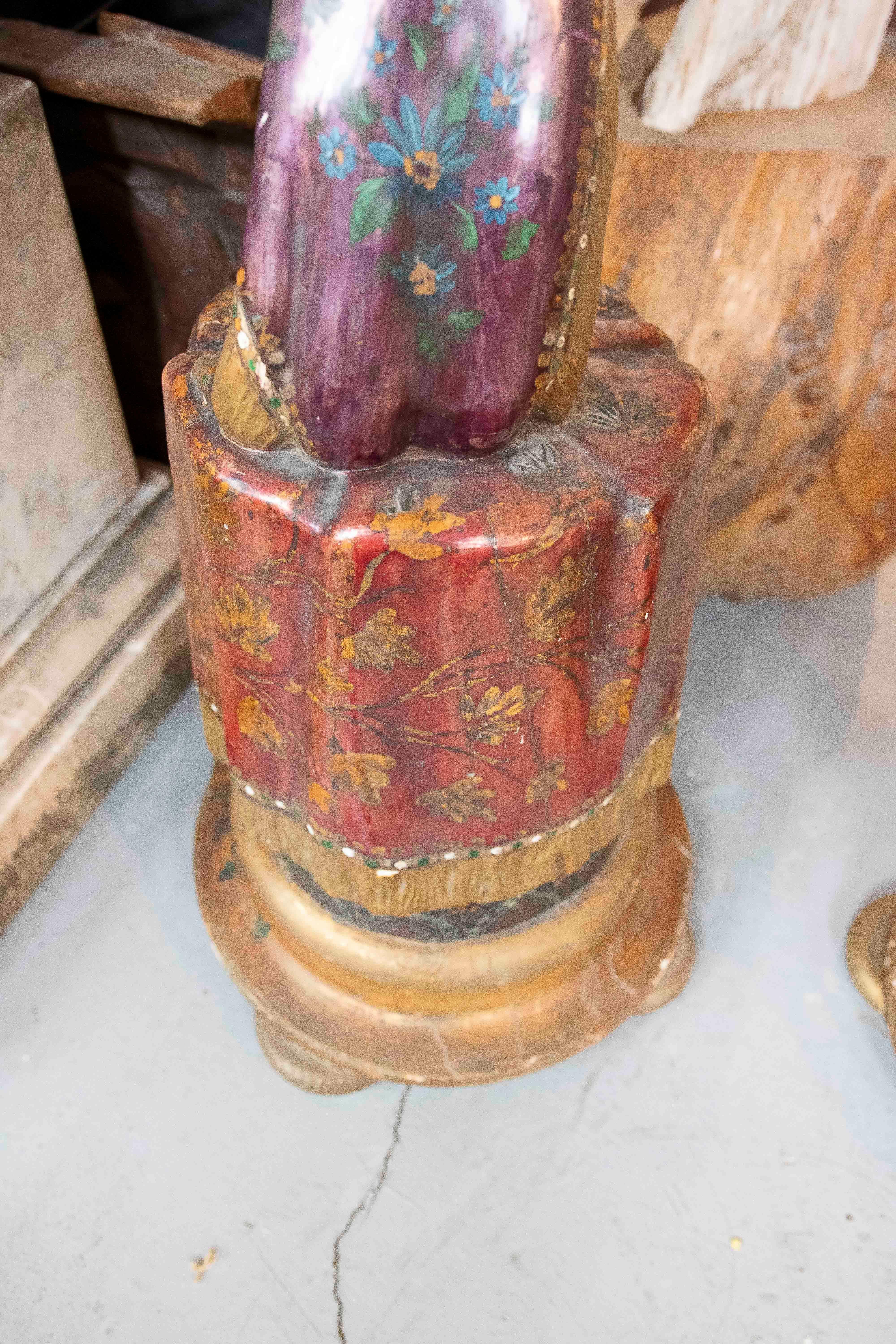 1850s Pair of Polychrome Sculptures Converted Into a Lamp For Sale 3