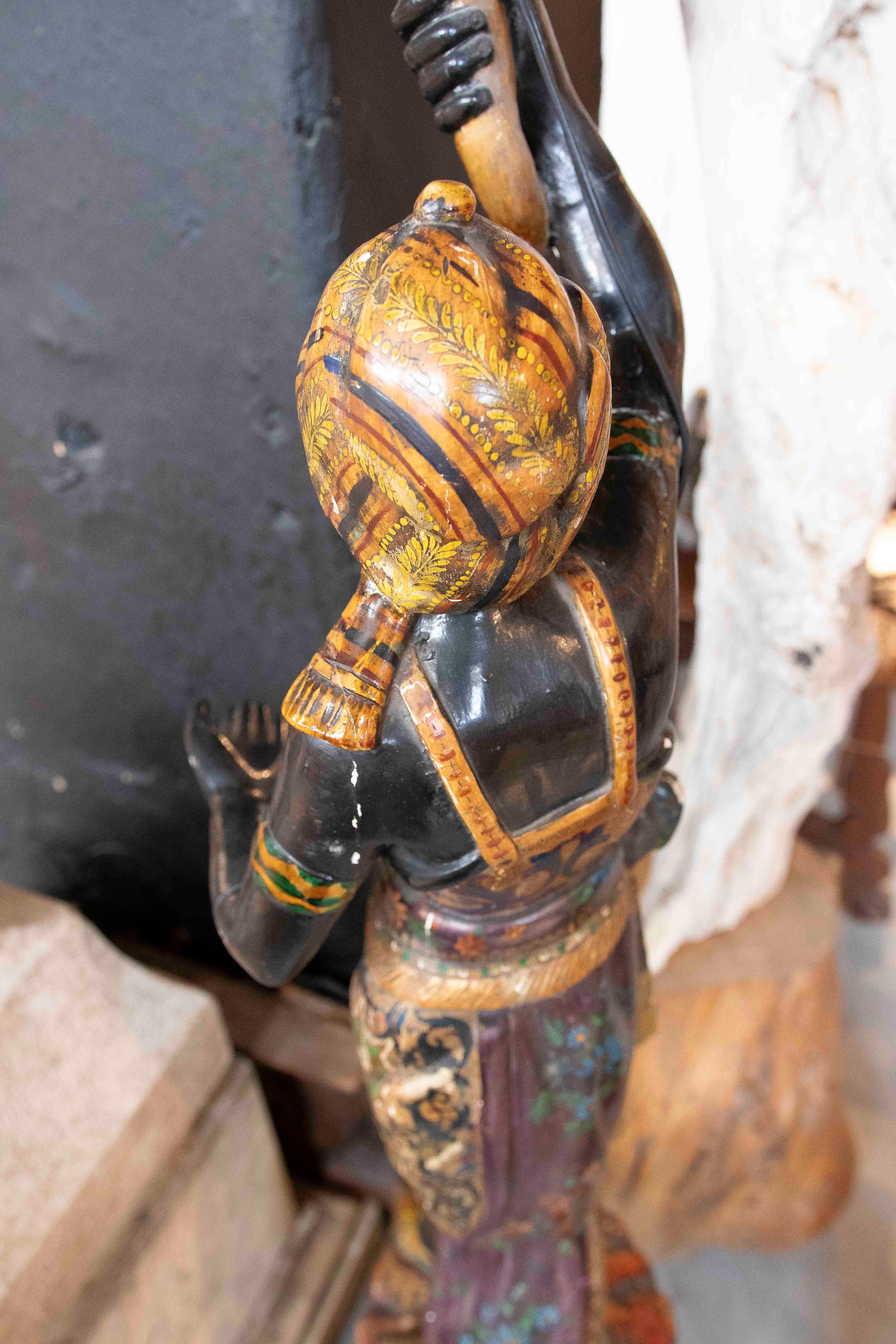 1850s Pair of Polychrome Sculptures Converted Into a Lamp For Sale 1