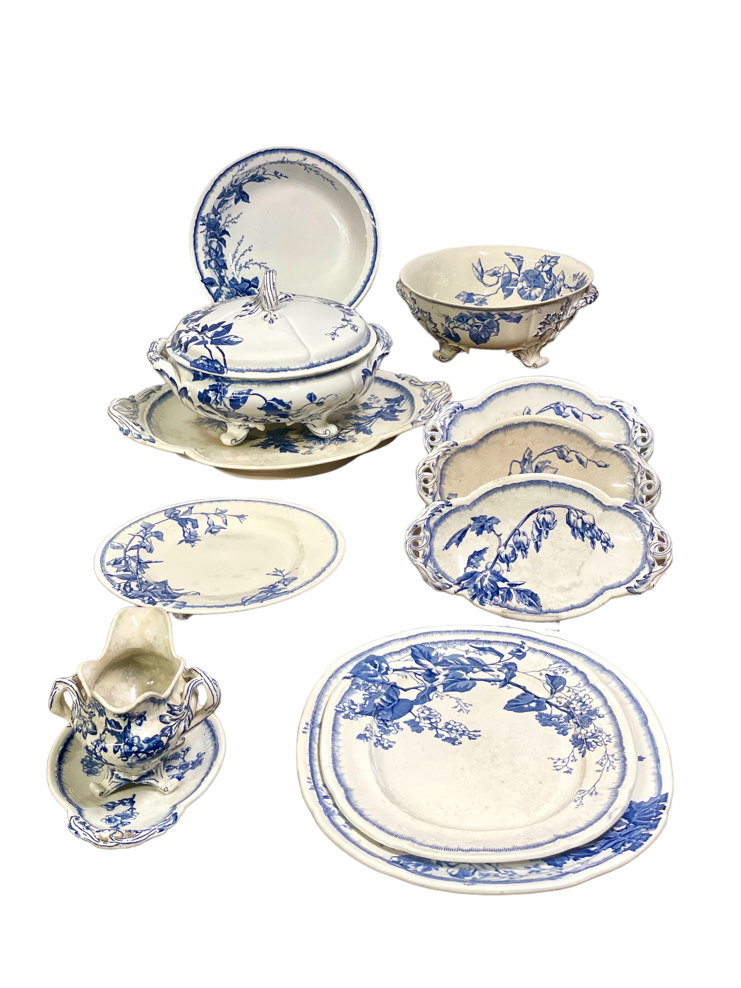 French 1850s Rare Faience Dinner Service 