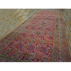 Tappeto da salotto tribale Afshar in lana annodata, con grande cipresso, stile antico rosso, anni '50 dell'Ottocento