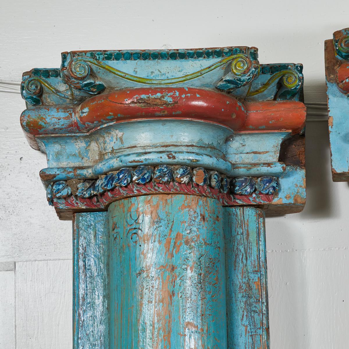 1850s Set of Four French Painted and Carved Wood Architectural Columns For Sale 2