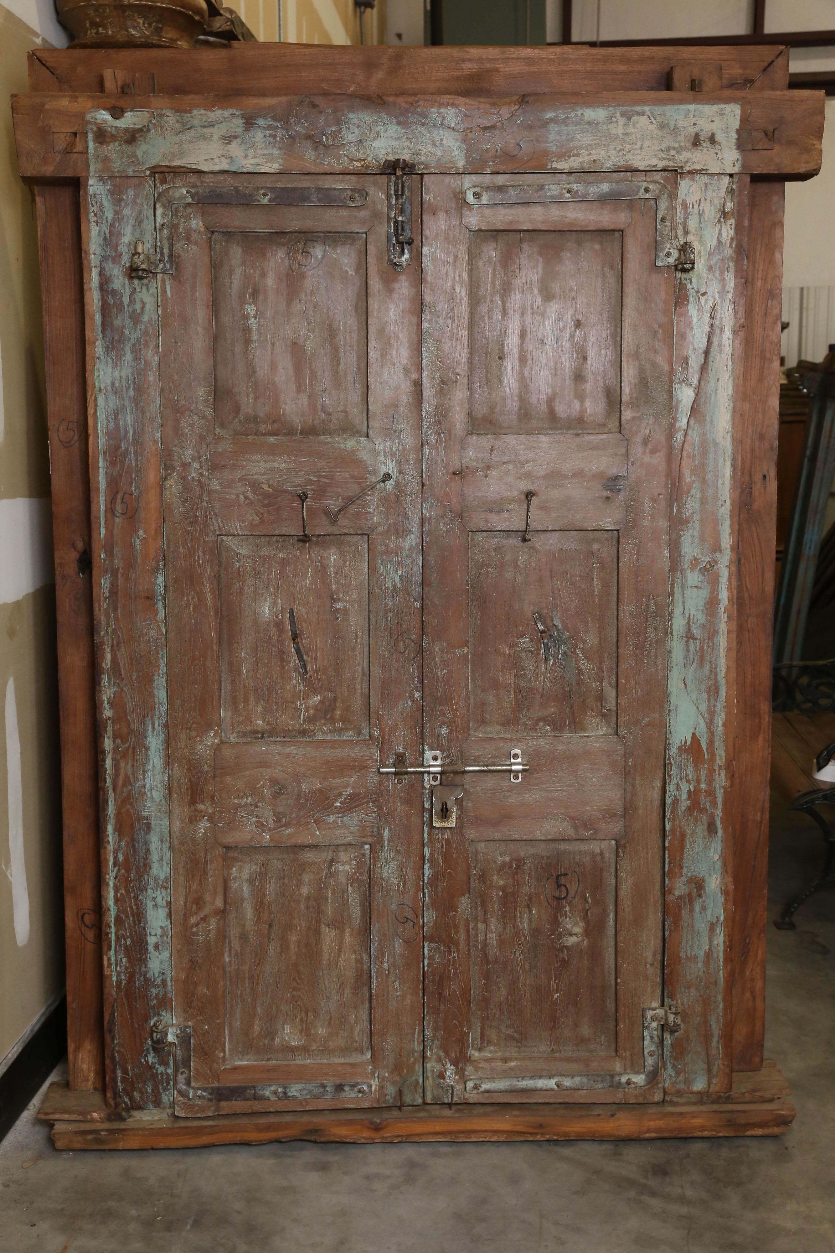 1850s Solid Teak Wood Elegant Entry Door from a Settlers Home in a Coastal Town For Sale 2