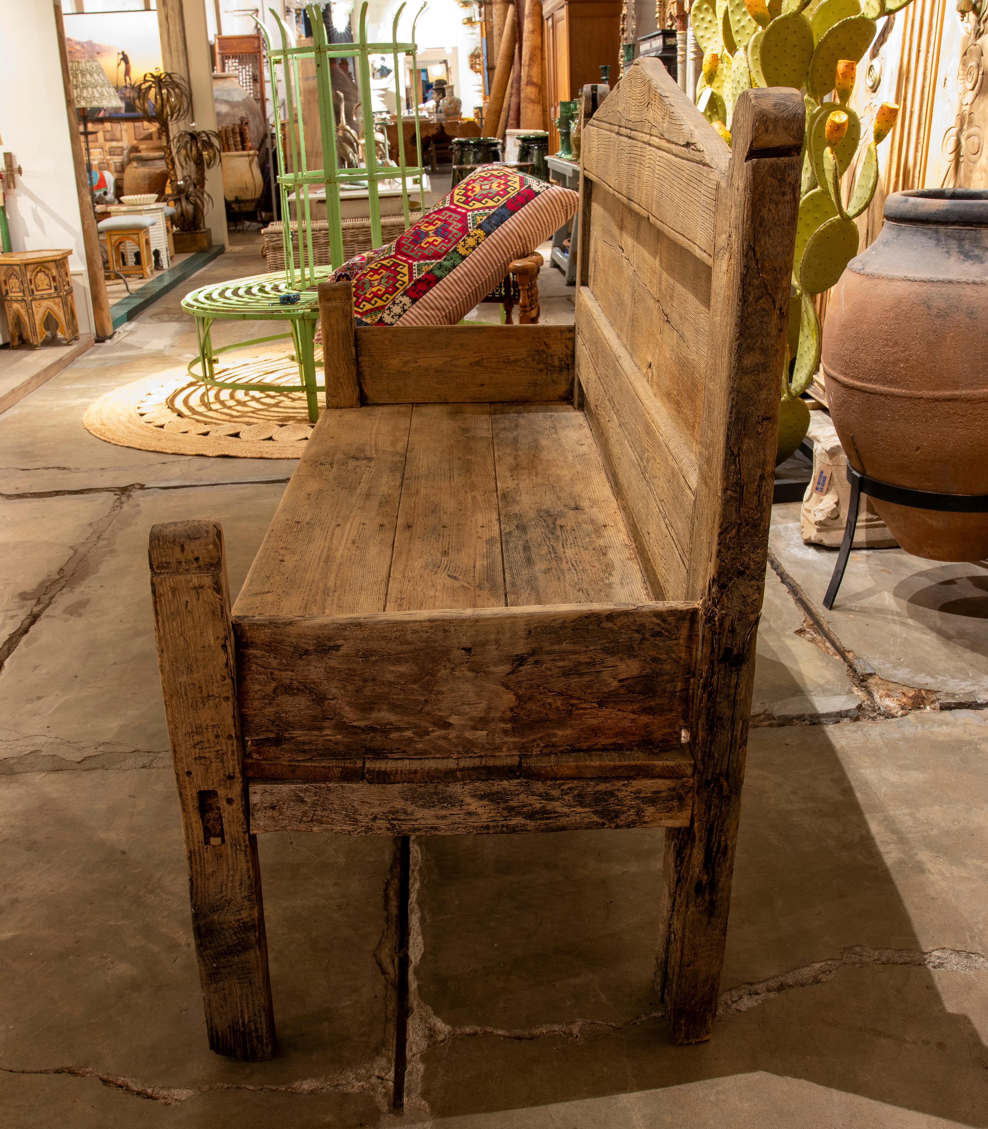 Banco rústico de madera maciza de 1850 - Estilo rústico tradicional en venta 4
