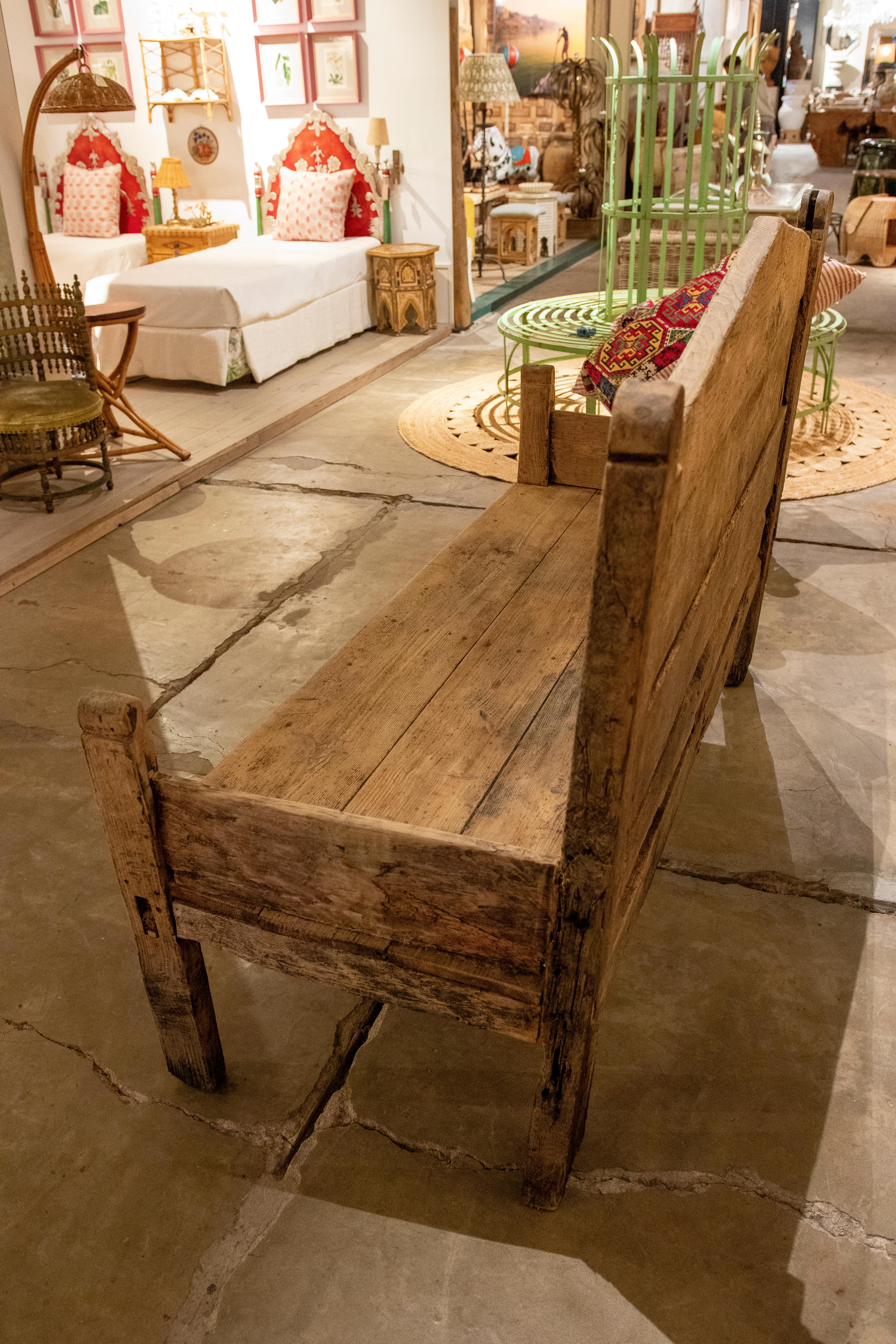 Banco rústico de madera maciza de 1850 - Estilo rústico tradicional en venta 9