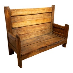 Banc espagnol rustique en bois massif des années 1850 - Style campagnard traditionnel