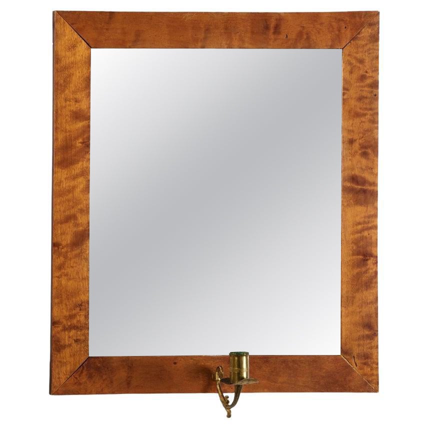 1850 Suédois Antique Burled Birch Wall Mirror en vente