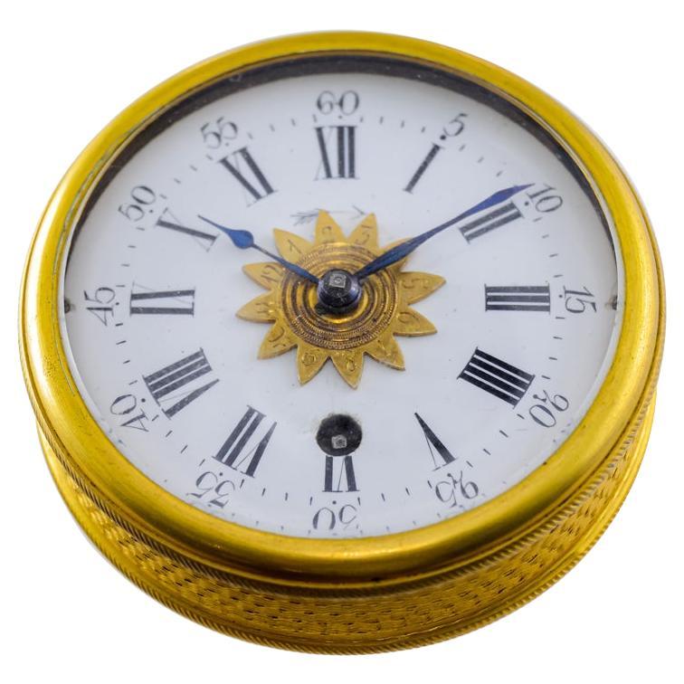 1850's Swiss Travel Clock with Breguet Engine Turned Case and Original Case