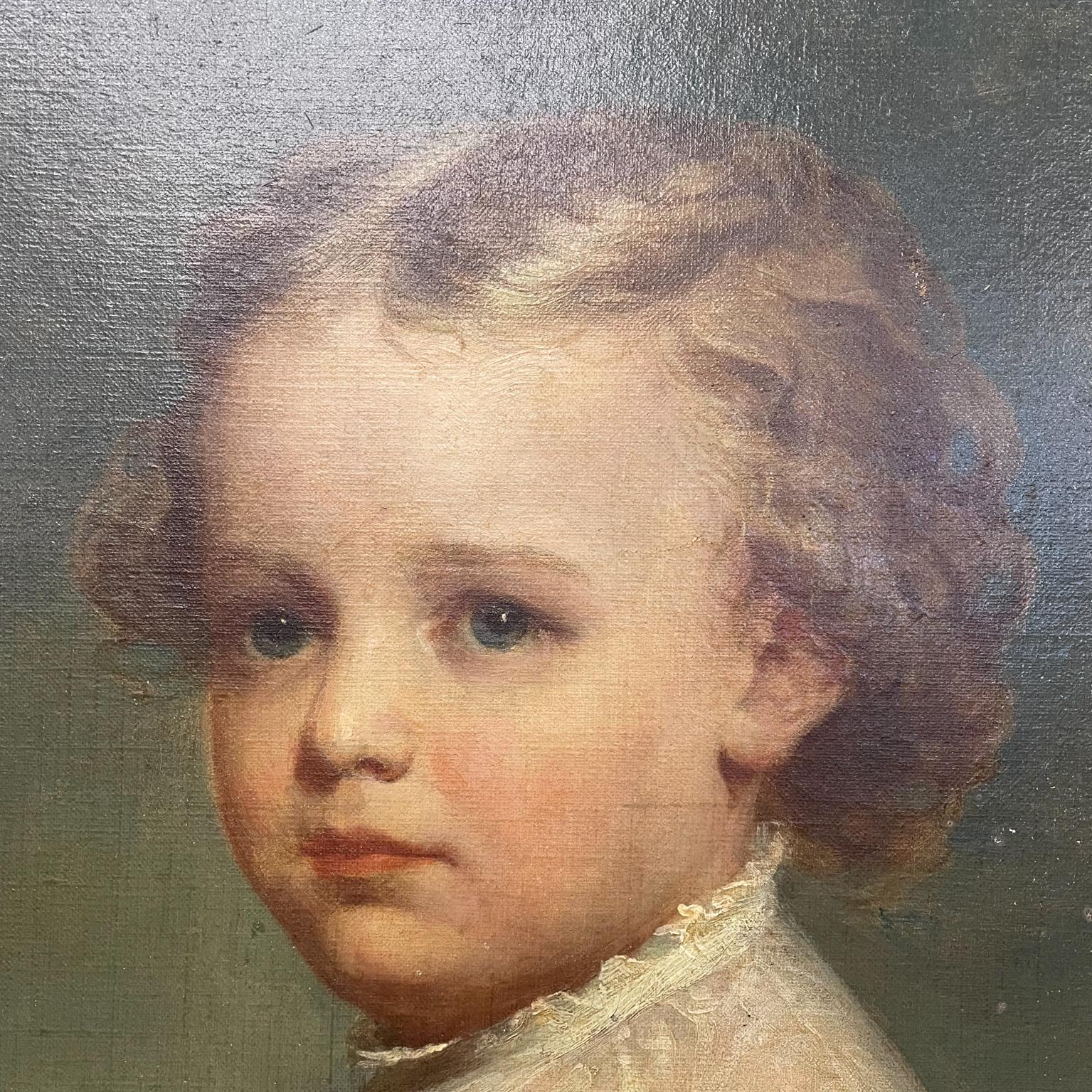 American 1850s Theodore Kelley Art Antique Oil Portrait Painting Fine Young Blonde Child 