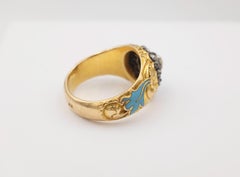 1850s Victorian Men's Ring with Rose Cut Diamond Surrounding an Old European Cut