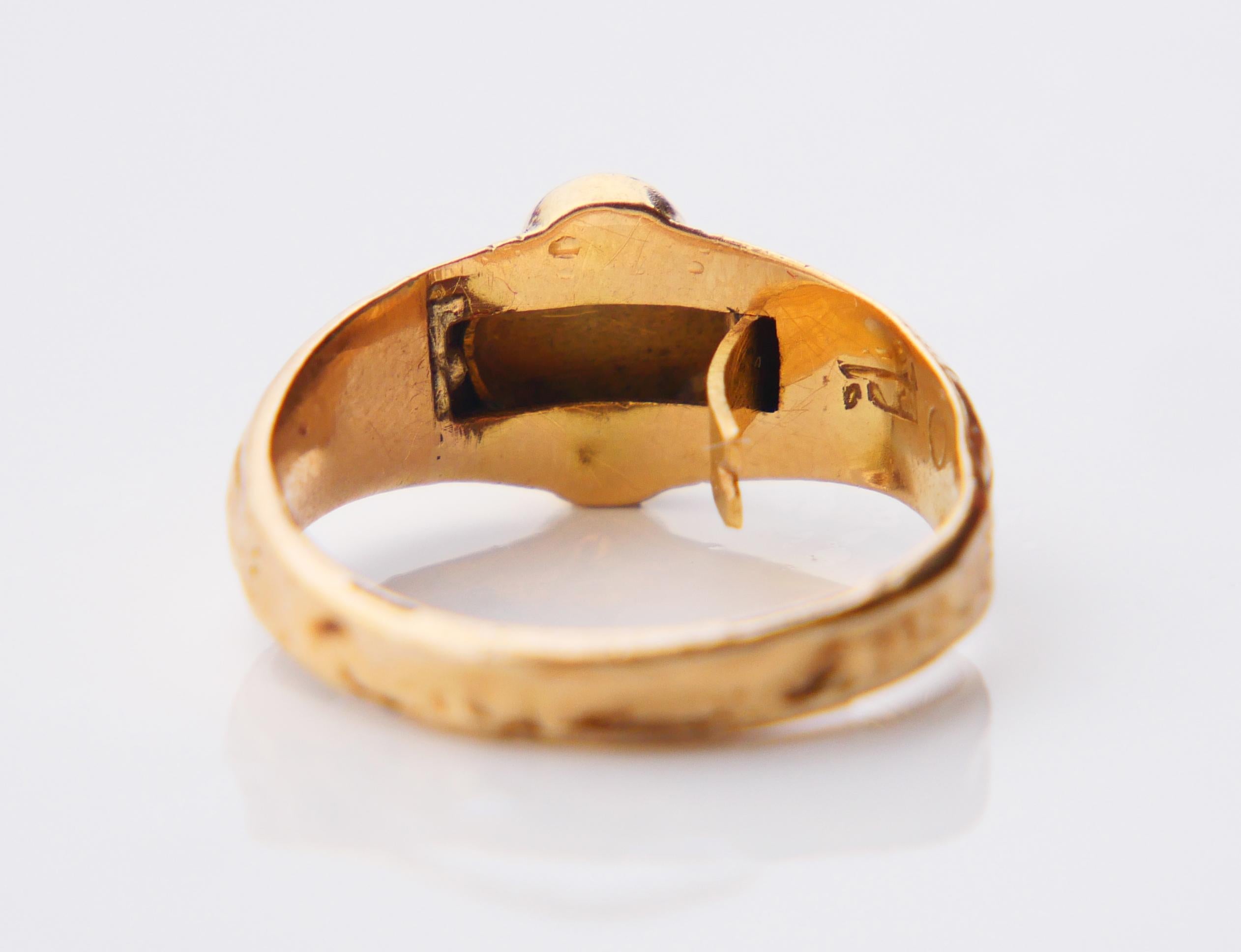 1851 Antique Poison Ring Enamel solid 18K Gold Ø 7.25 US / 2.65 gr 8