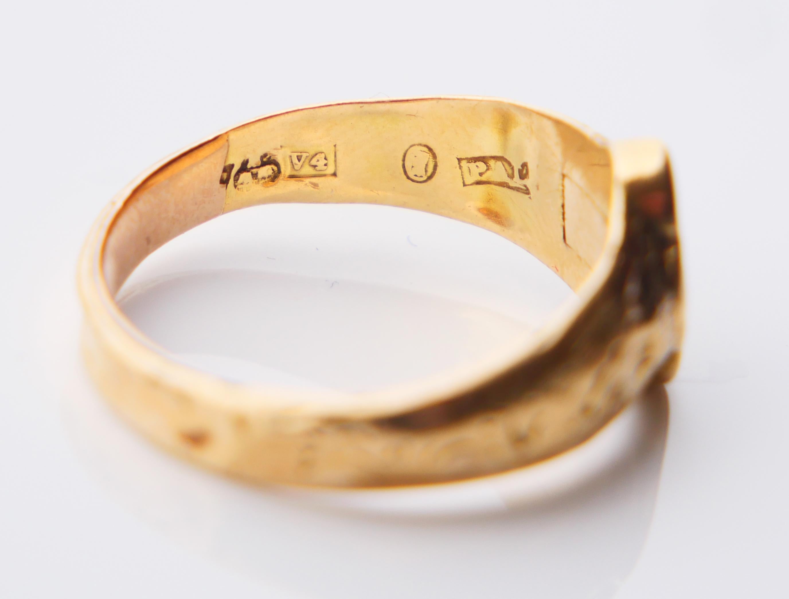 1851 Antique Poison Ring Enamel solid 18K Gold Ø 7.25 US / 2.65 gr 11
