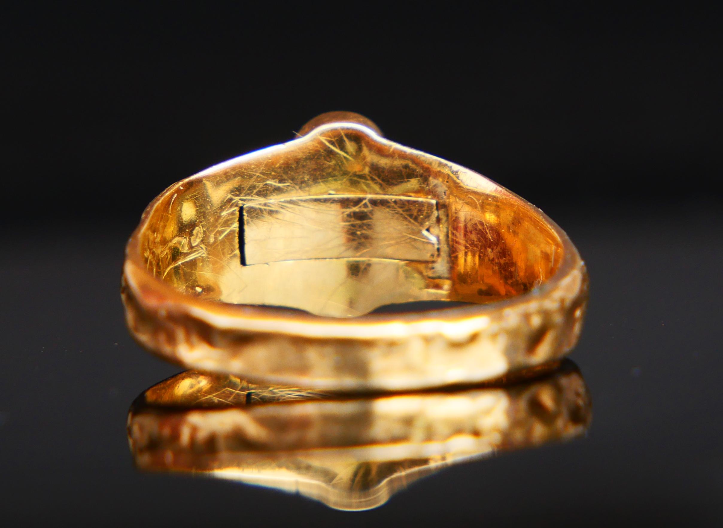 1851 Antique Poison Ring Enamel solid 18K Gold Ø 7.25 US / 2.65 gr 2