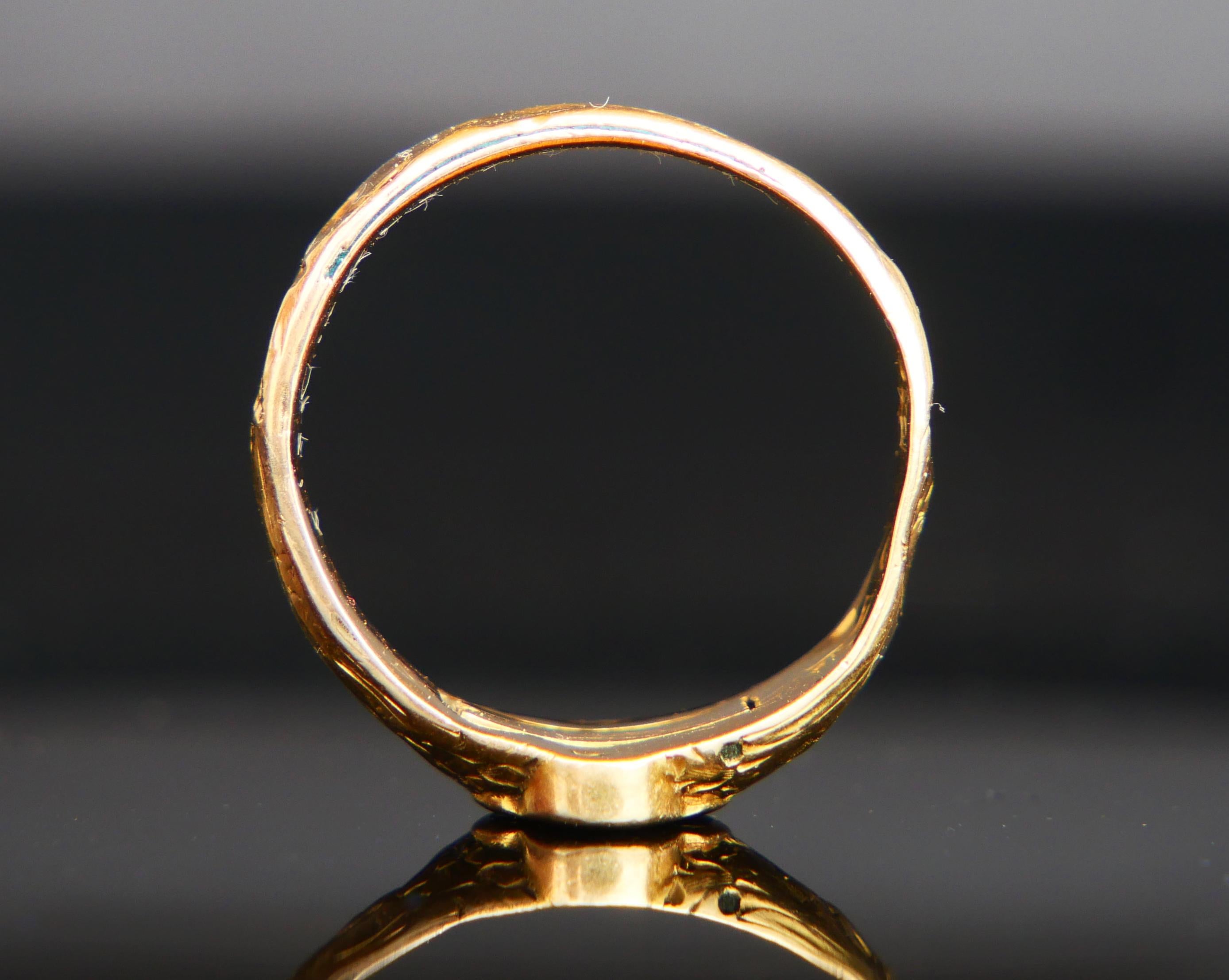1851 Antique Poison Ring Enamel solid 18K Gold Ø 7.25 US / 2.65 gr 3