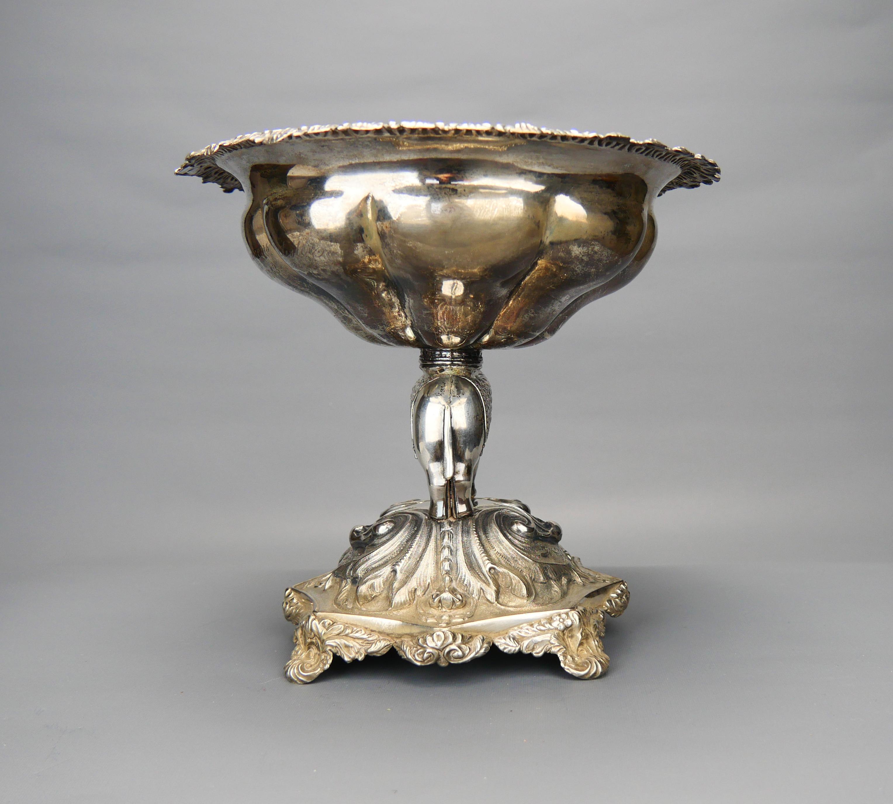 1852 Antique Centerpiece Indian Elephant solid 830 Silver / 411 gr. For Sale 6