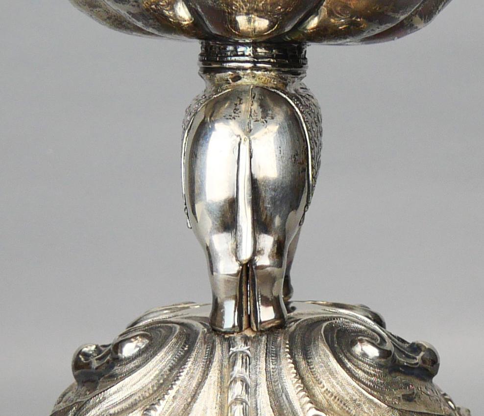 1852 Antique Centerpiece Indian Elephant solid 830 Silver / 411 gr. For Sale 7