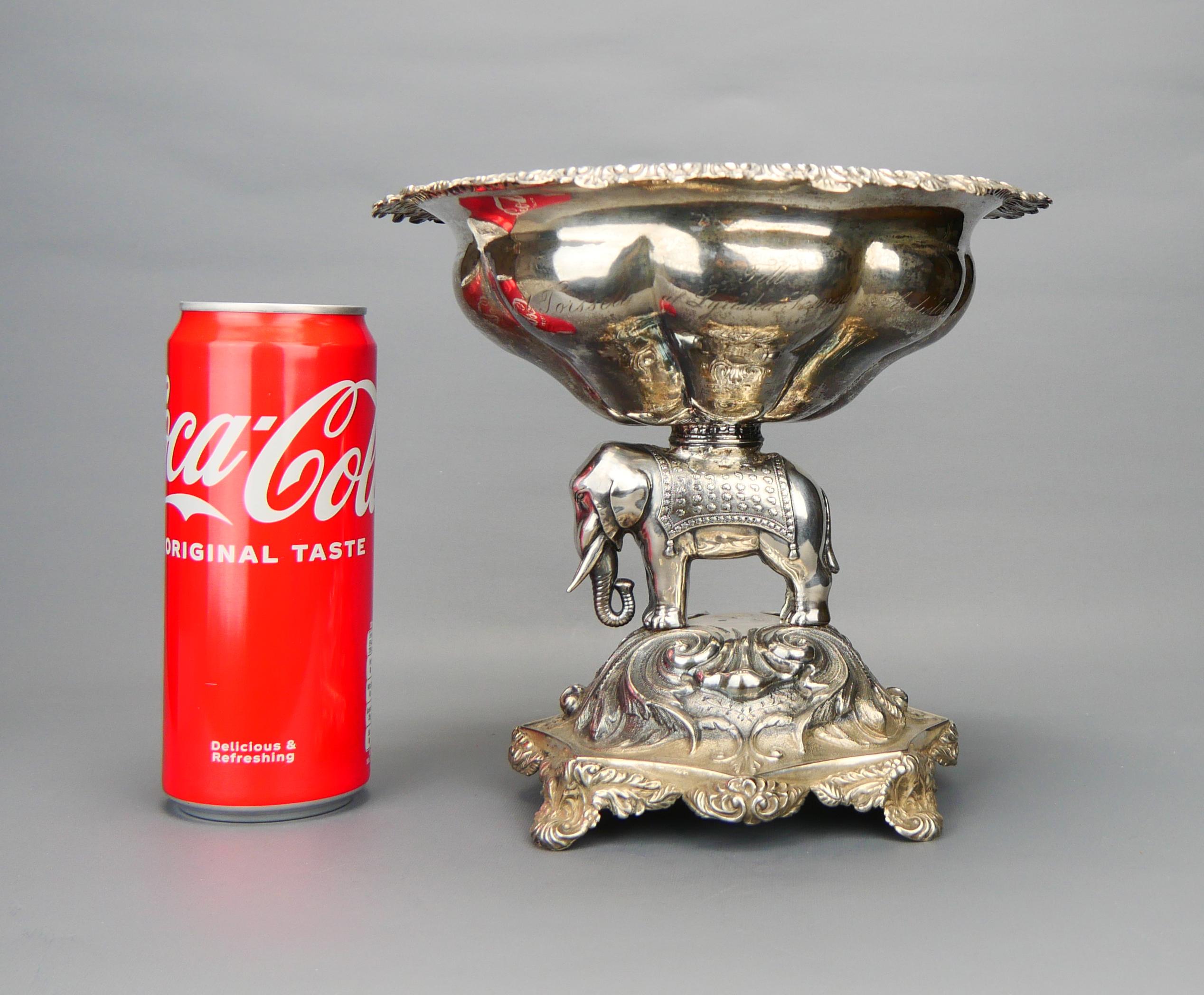 1852 Antique Centerpiece Indian Elephant solid 830 Silver / 411 gr. For Sale 12
