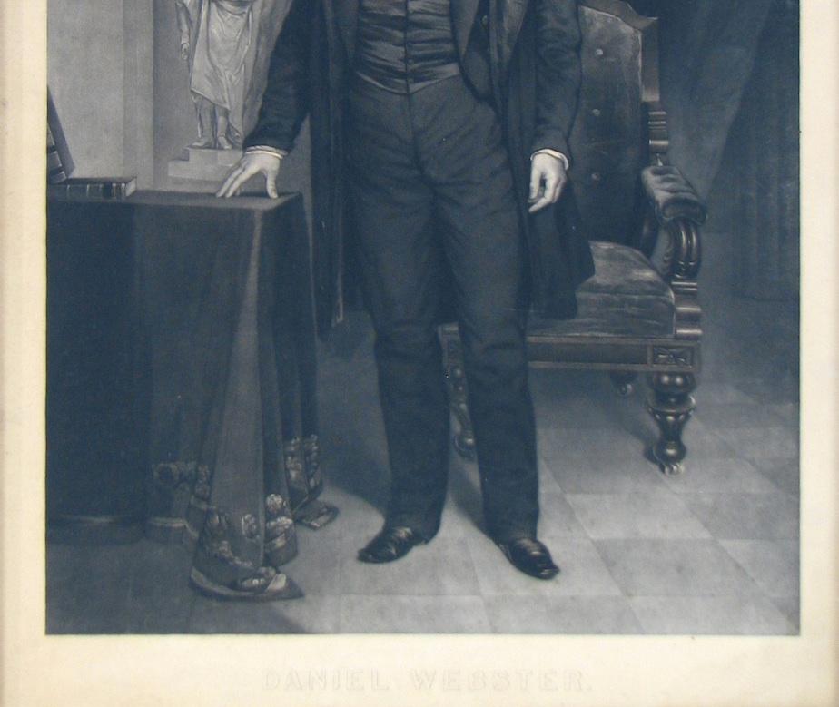 American 1851 Daniel Webster Portrait, Antique Engraving after Chester Harding