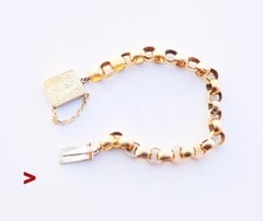 1851 Bracciale a catena nordico dorato 830 Argento Oro Doppio 18,5 cm / 13gr