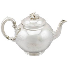 1852 Antique Victorian Sterling Silver Teapot by Robert Garrard II