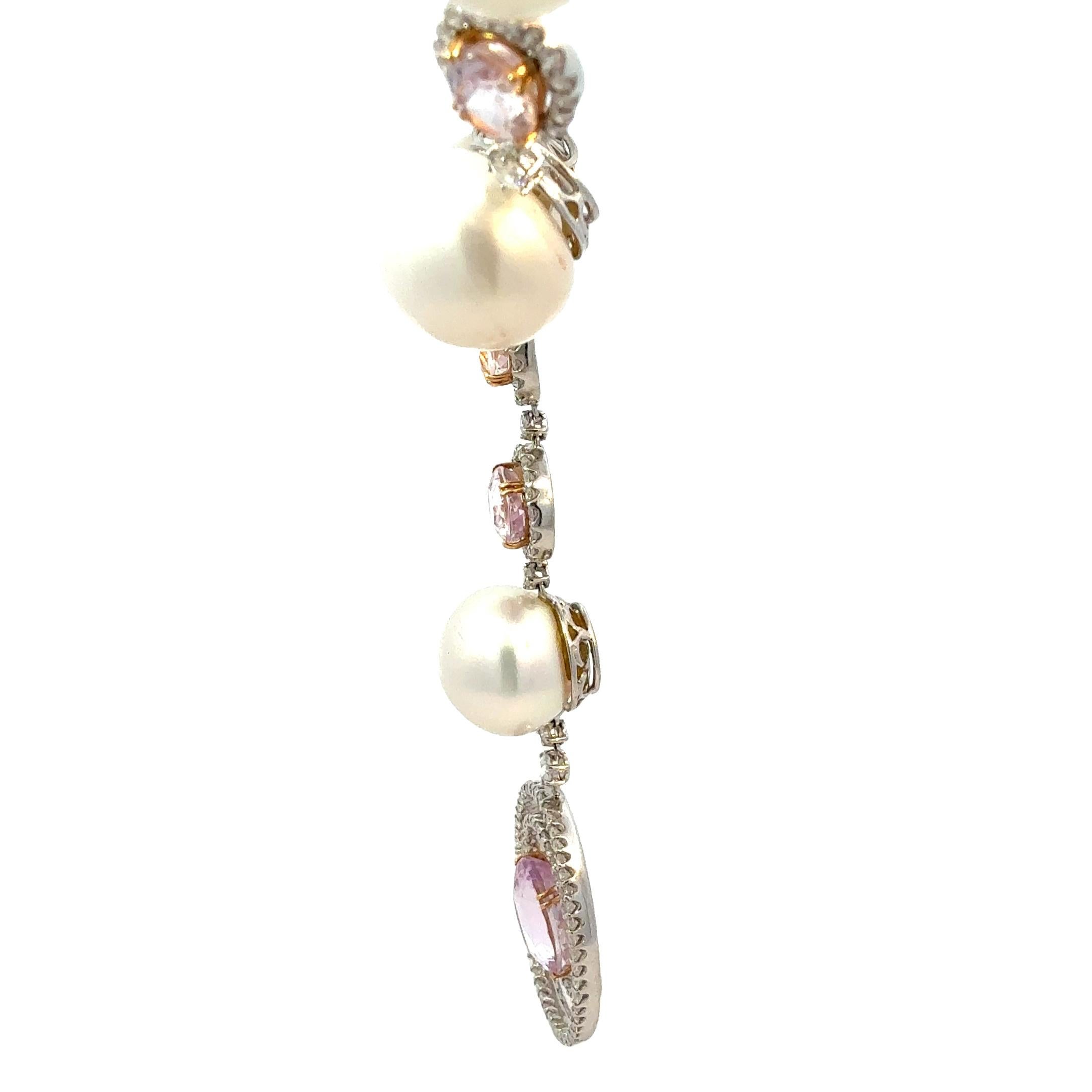 Donna Collana con perle Kunzite e diamanti da 18,52 carati in vendita