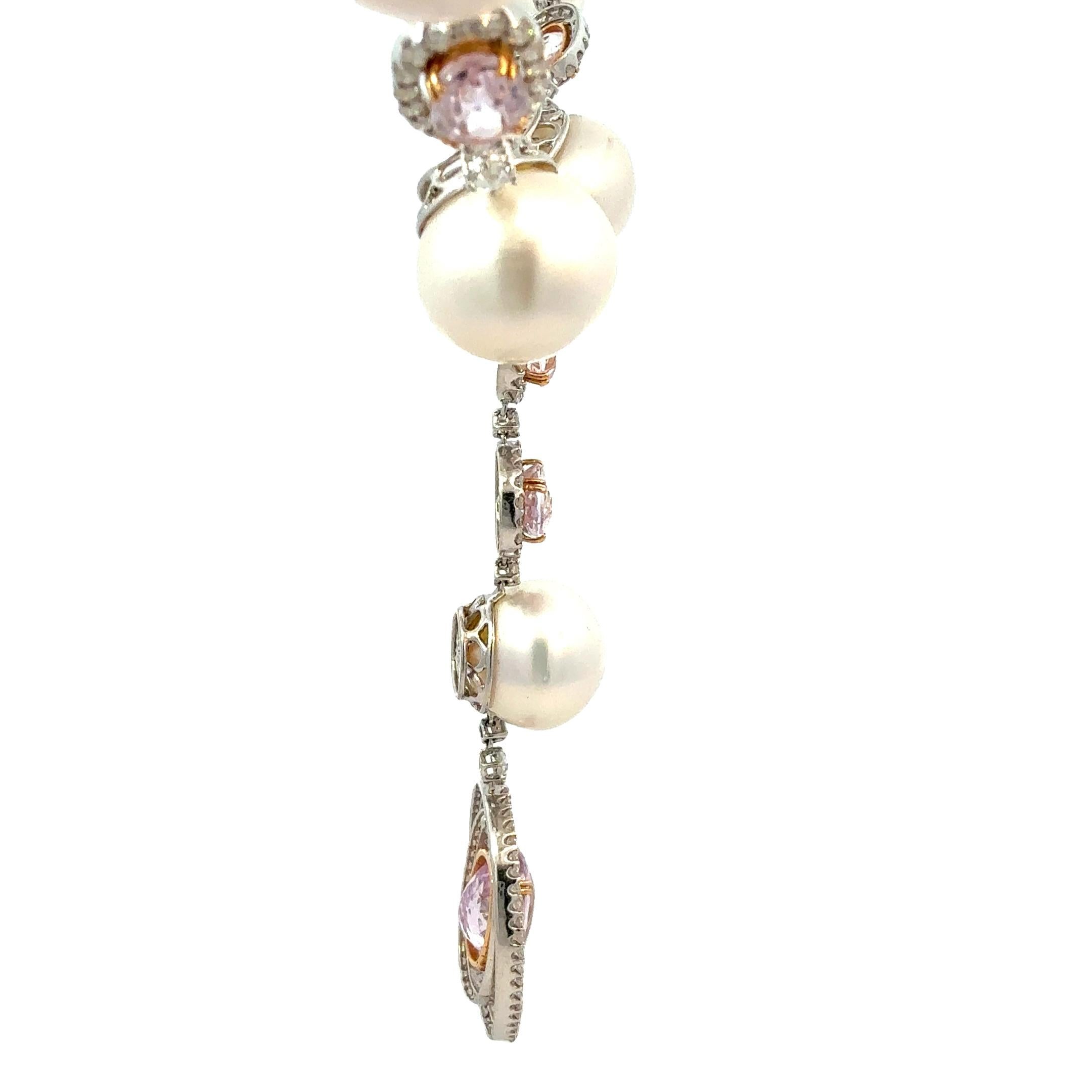 Collana con perle Kunzite e diamanti da 18,52 carati in vendita 2