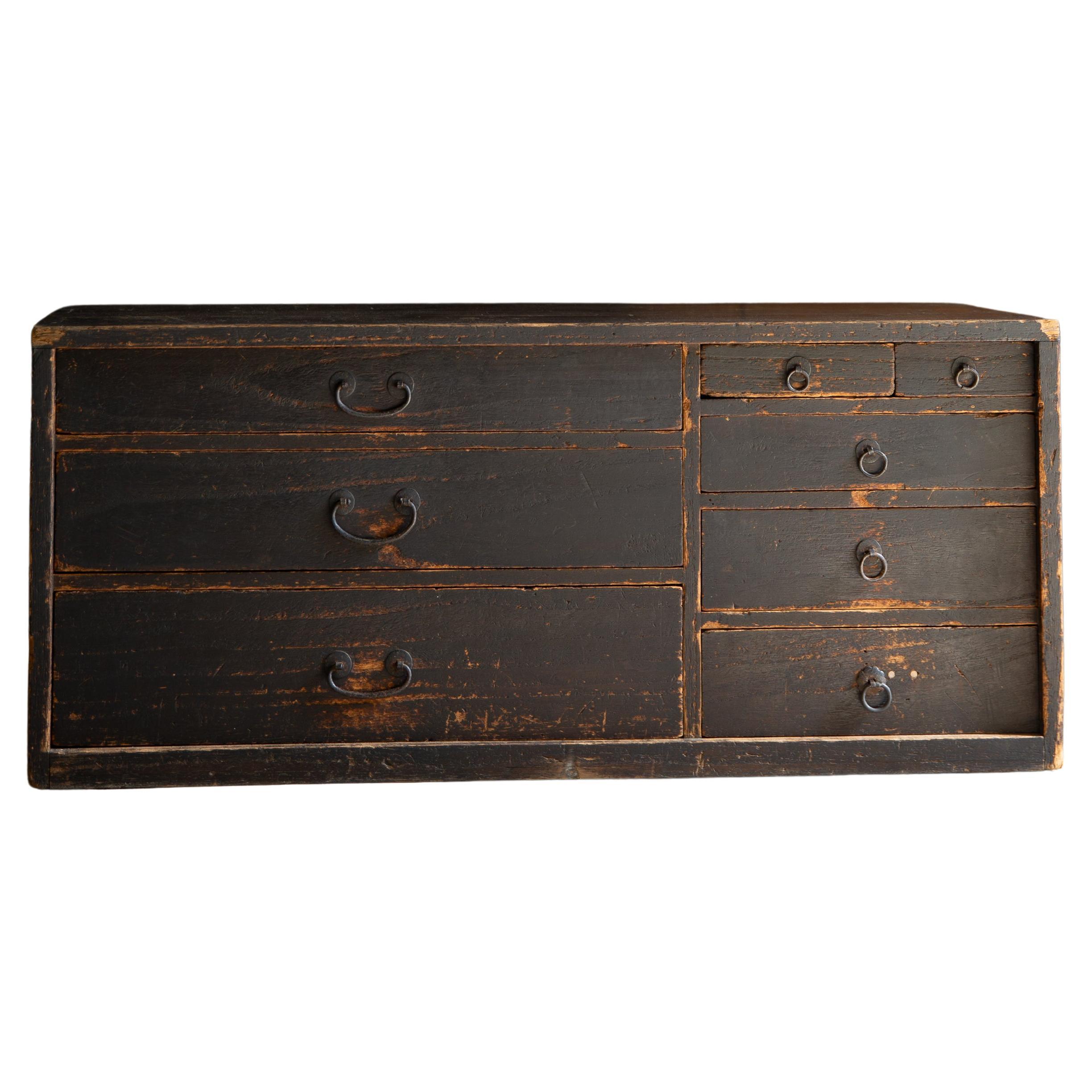 1852 cassettone Edo giapponese antico wabi sabi Urushi mid Tansu