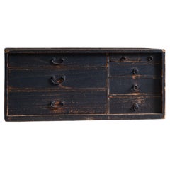 1852 Edo Japanese Antique wabi sabi Urushi mid Tansu chest of drawers
