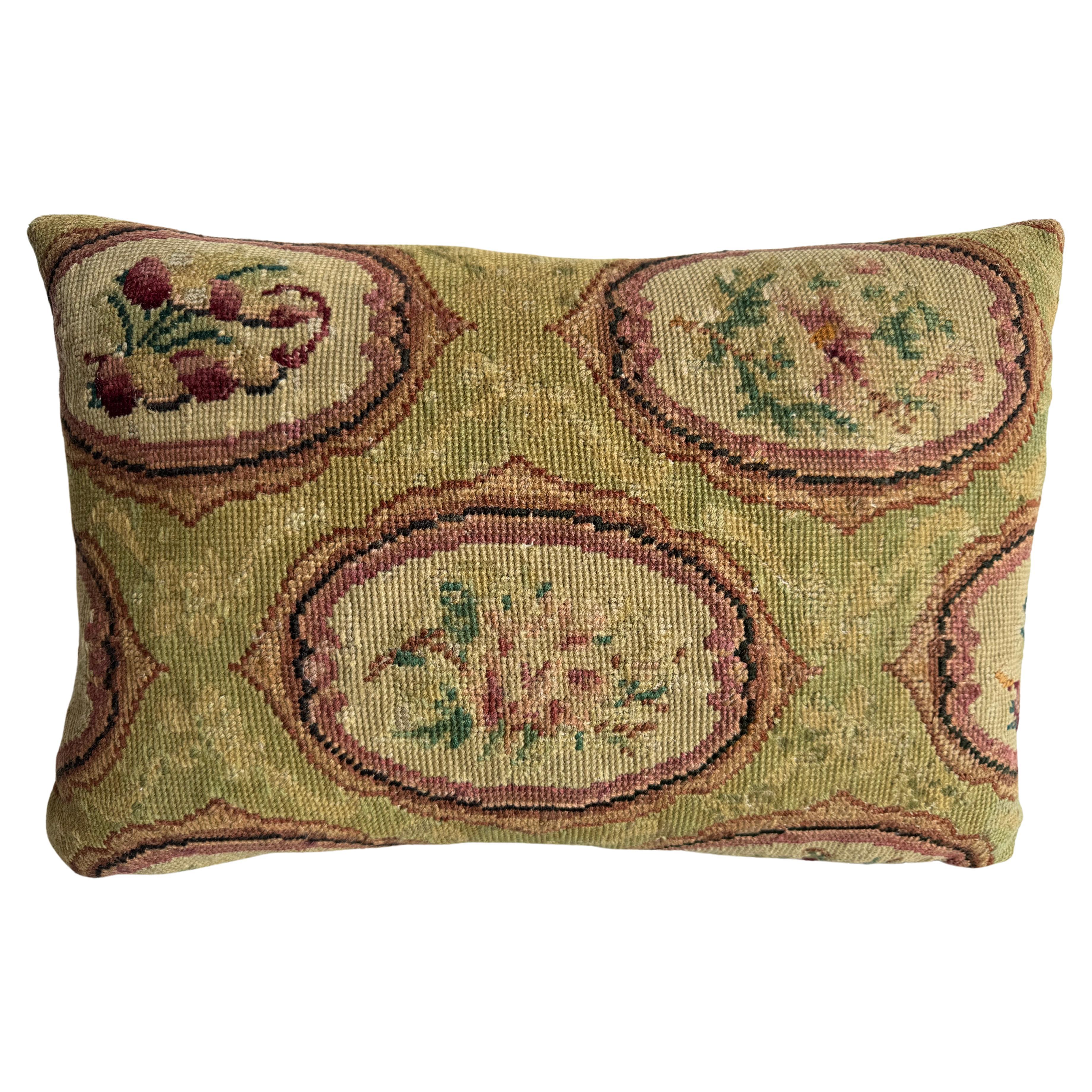 1852 English Needlework 17" x 12" Pillow For Sale