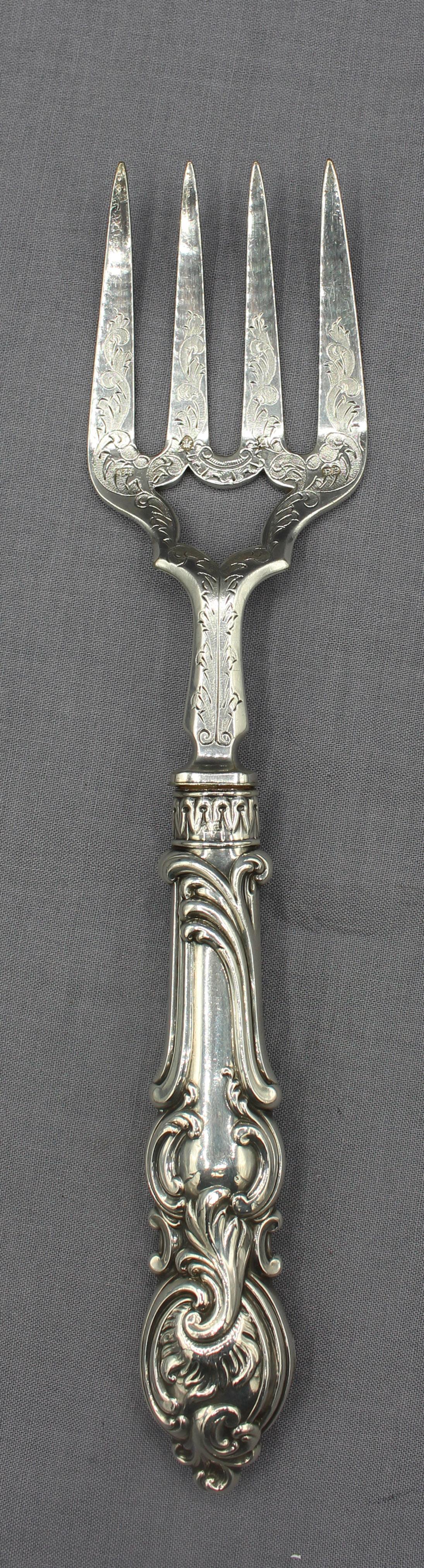 Aesthetic Movement 1852 English Sterling Handled Fish Servers by Aaron Hatfield & Sons