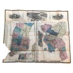 Antique 1852 Magnus Map New York City, Brooklyn & Williamsburg, Hand-Colored Engraving