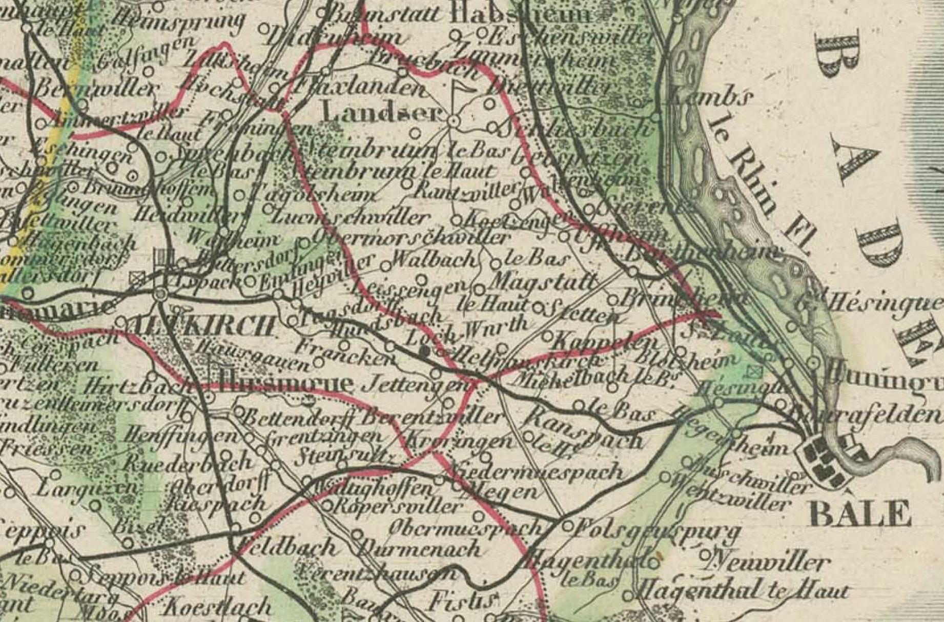 1852 Map of Haut-Rhin: An Illustrated Gateway to Alsace's Viticultural Splendors In Good Condition For Sale In Langweer, NL