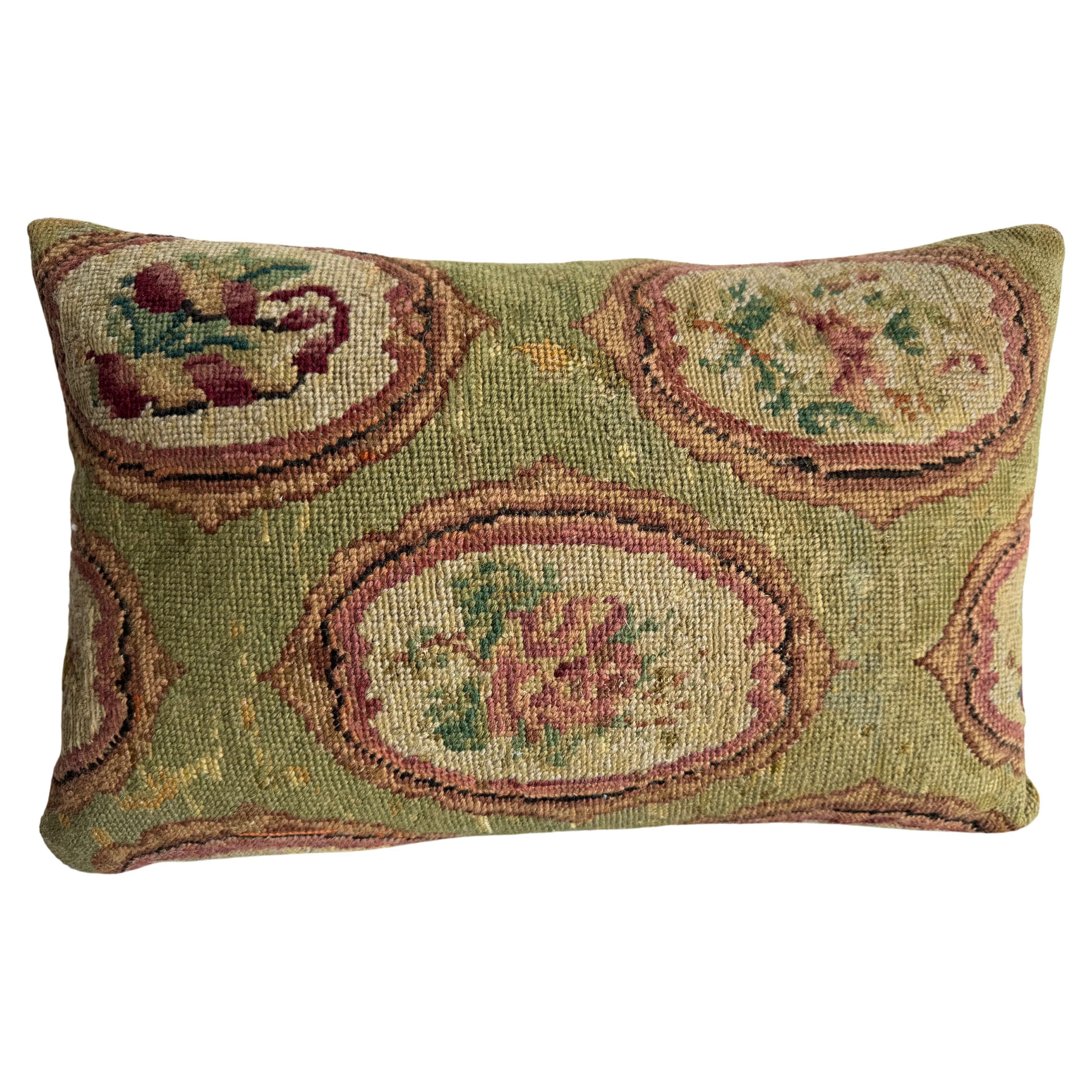1853 English Needlework 12" x 18" Pillow For Sale