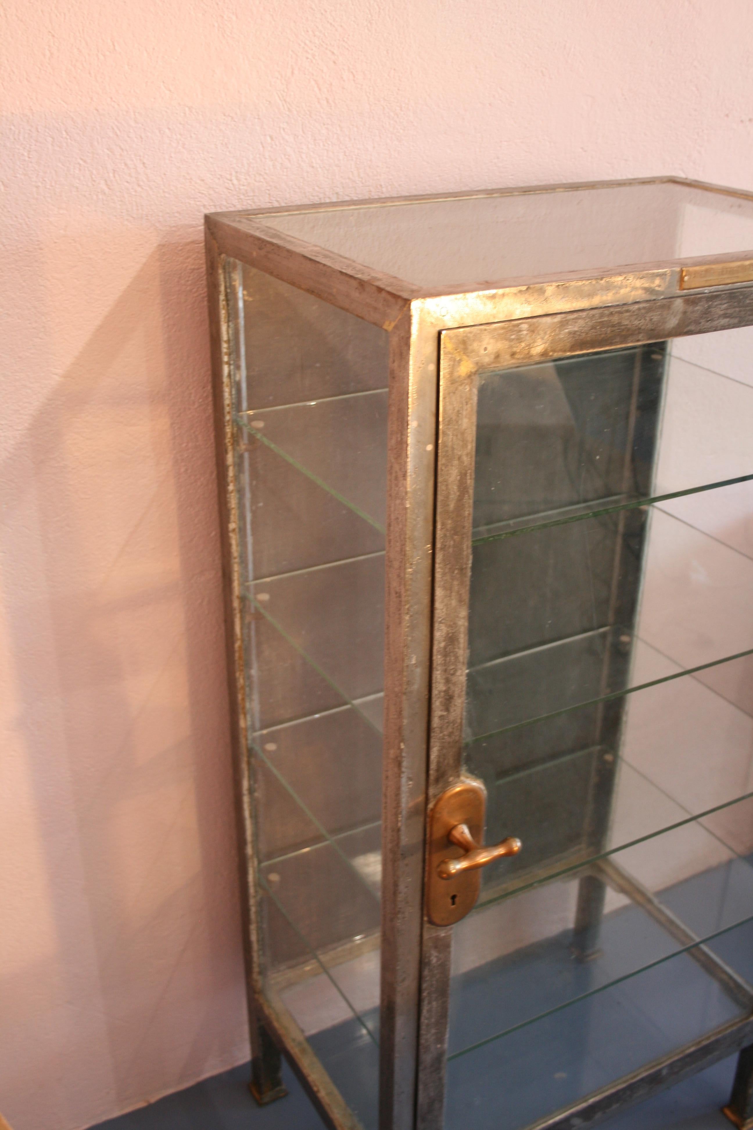 1853 Armadio per strumenti medici in metallo e vetro di Mayer e Meltzer 8