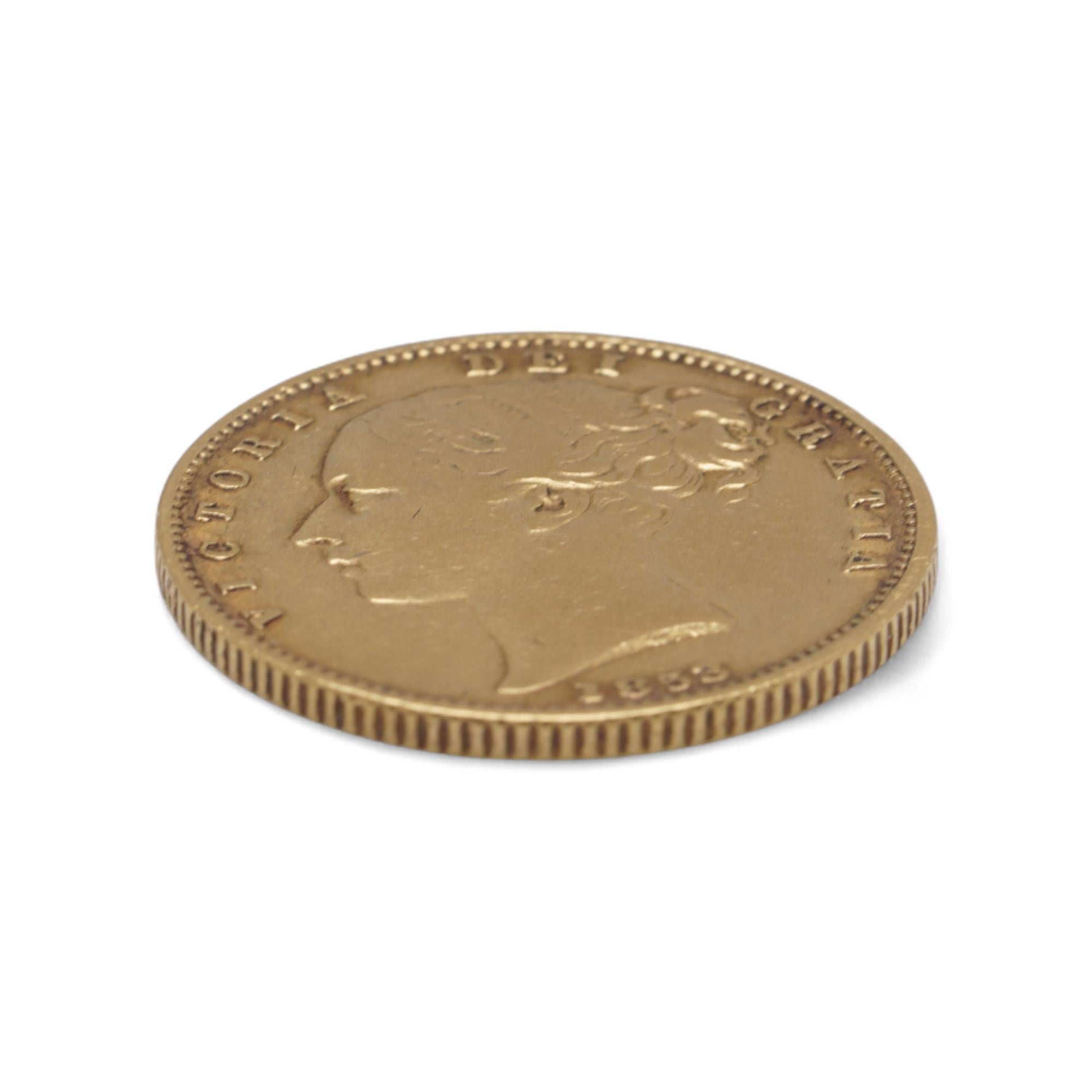 1853 Queen Victoria ‘Young Head’ Shield Back Gold Sovereign – 22ct Gold For Sale 2