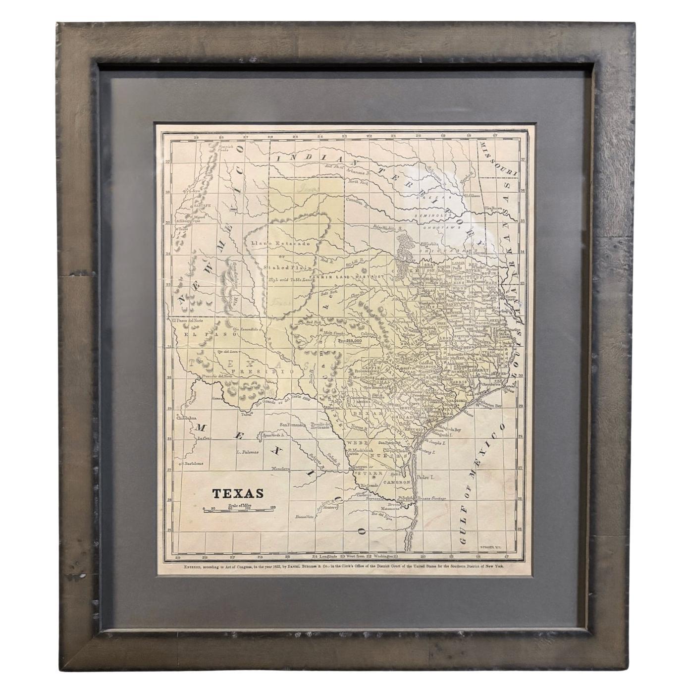 1853 "Texas" Map by Daniel Burgess