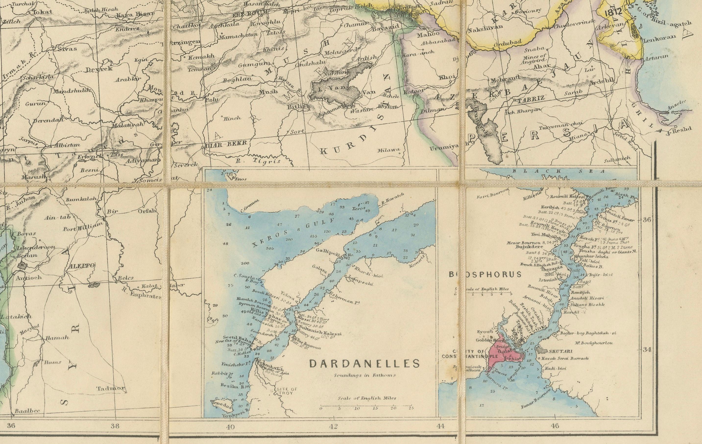Milieu du XIXe siècle 1853 Wyld Map of Turkey in Asia, the Balkans, and the Ottoman Empire (Carte de la Turquie en Asie, des Balkans et de l'Empire ottoman) en vente