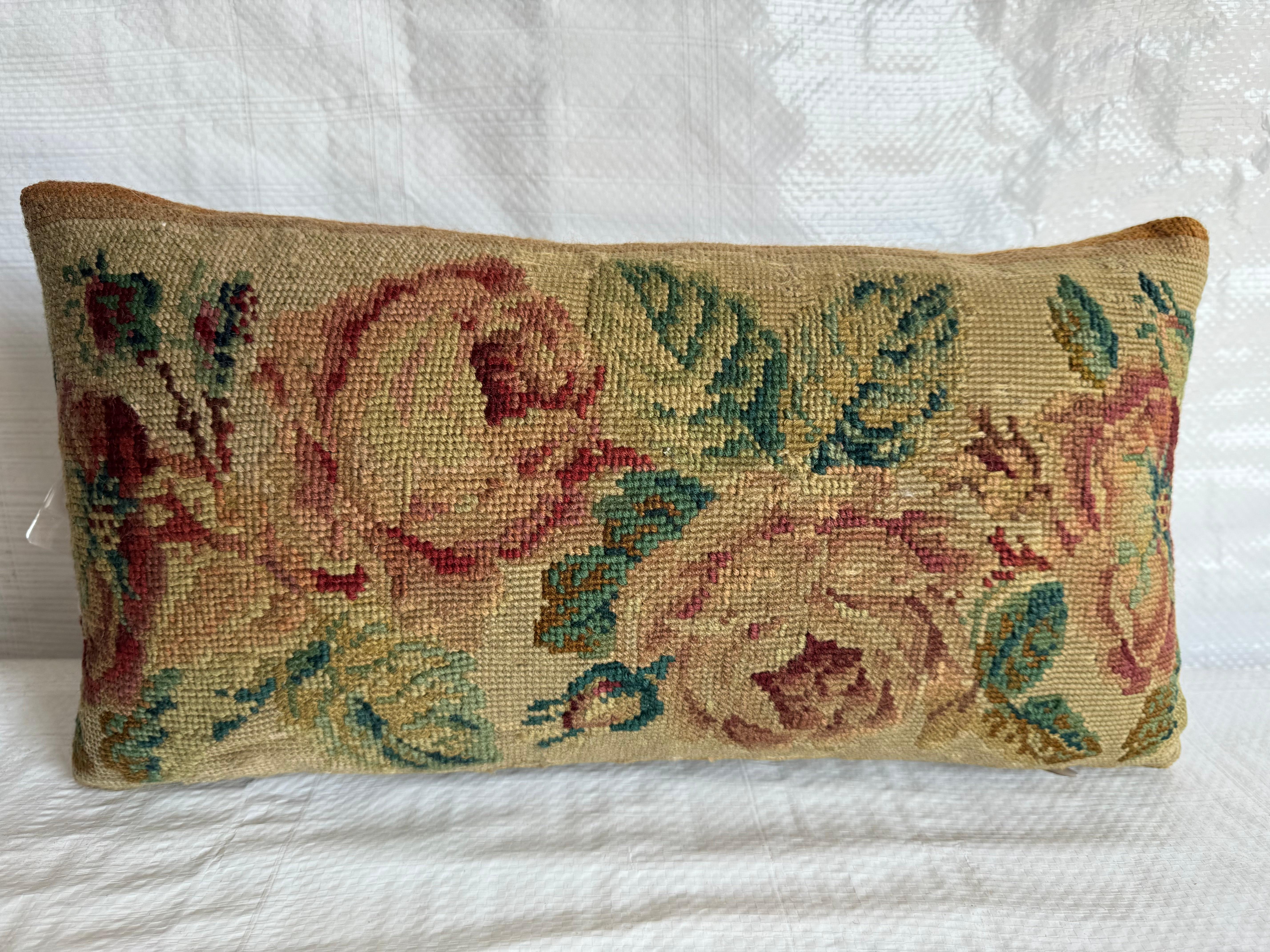 Immerse yourself in the whispers of Victorian elegance with our 1854 English Needlework Pillow, measuring 17