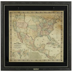 1854 Map of Partial North America, Used Wall Map by Jacob Monk