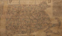 1854 Map of Massachusetts, Connecticut and Rhode Island, Antique Wall Map