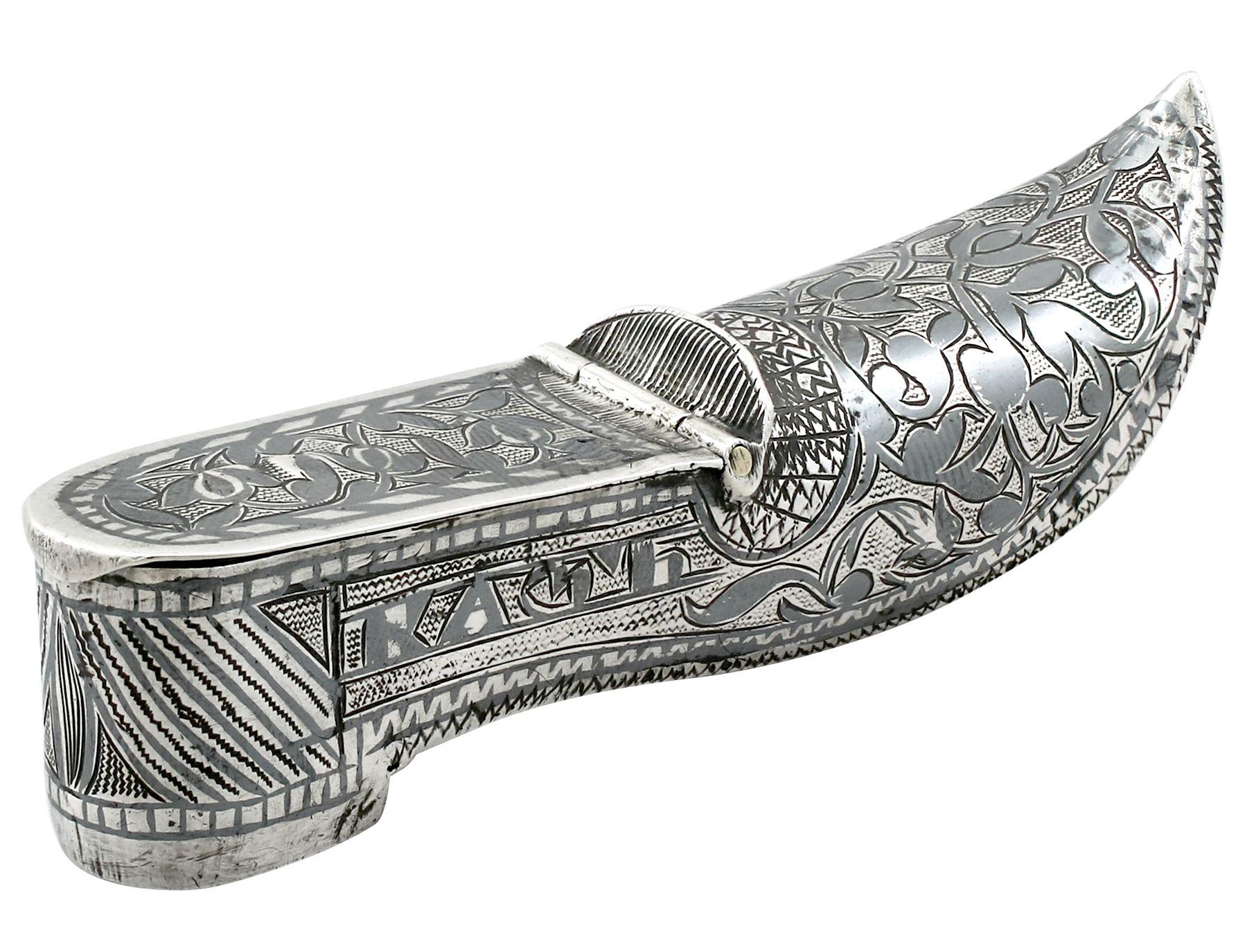Mid-19th Century 1855 Antique Silver Shoe Vesta Case For Sale