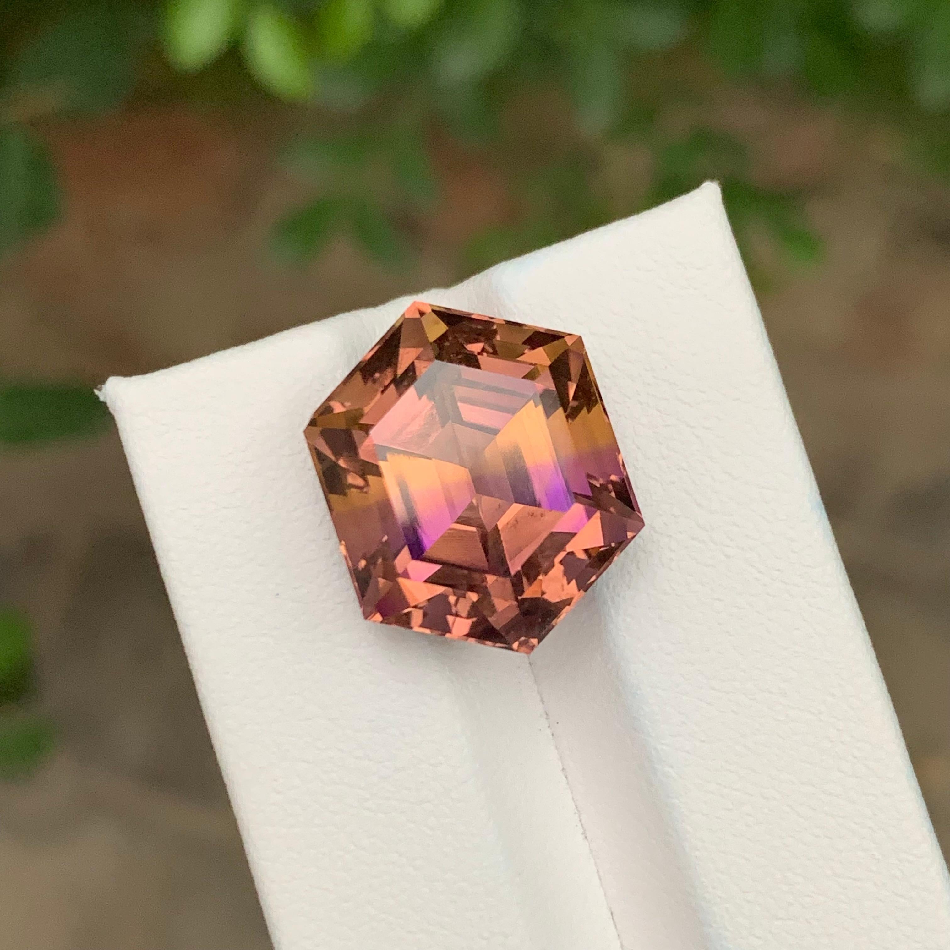 18,55 Karat Sechseckform loser Ametrin Edelstein (Hexagonschliff) im Angebot