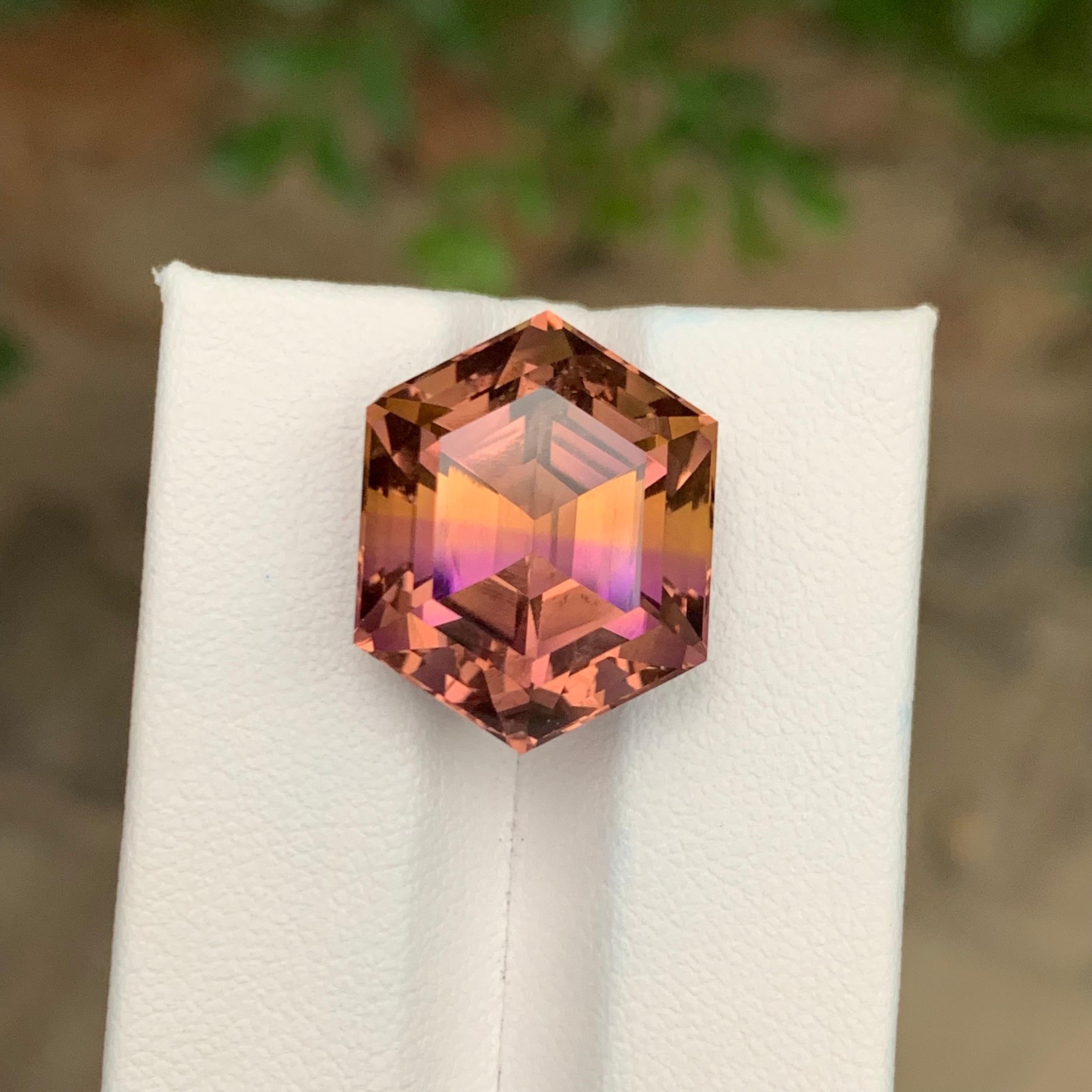 18,55 Karat Sechseckform loser Ametrin Edelstein im Zustand „Neu“ im Angebot in Brisbane, AU